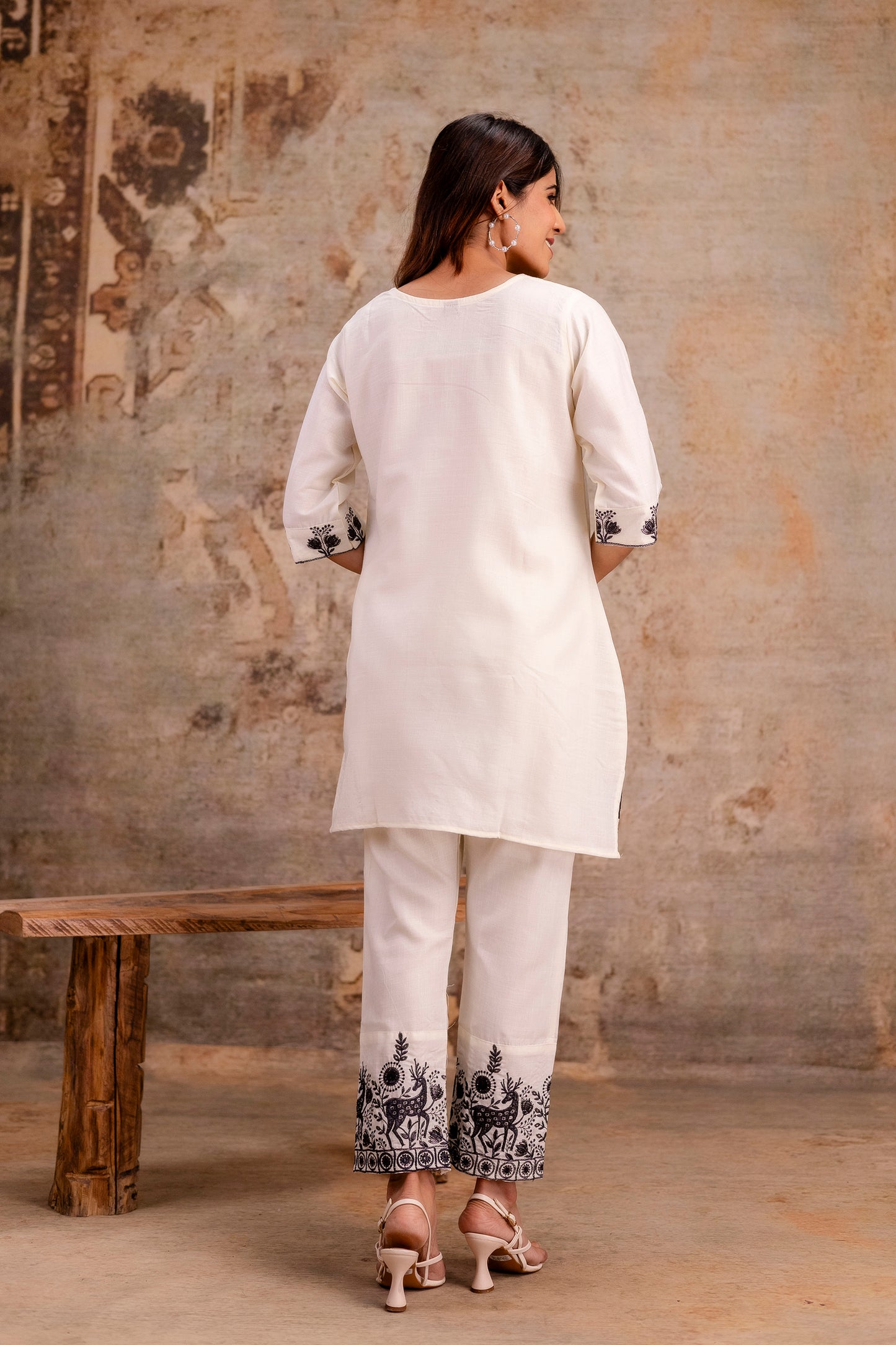 White sequence Embroidered co-ord sets