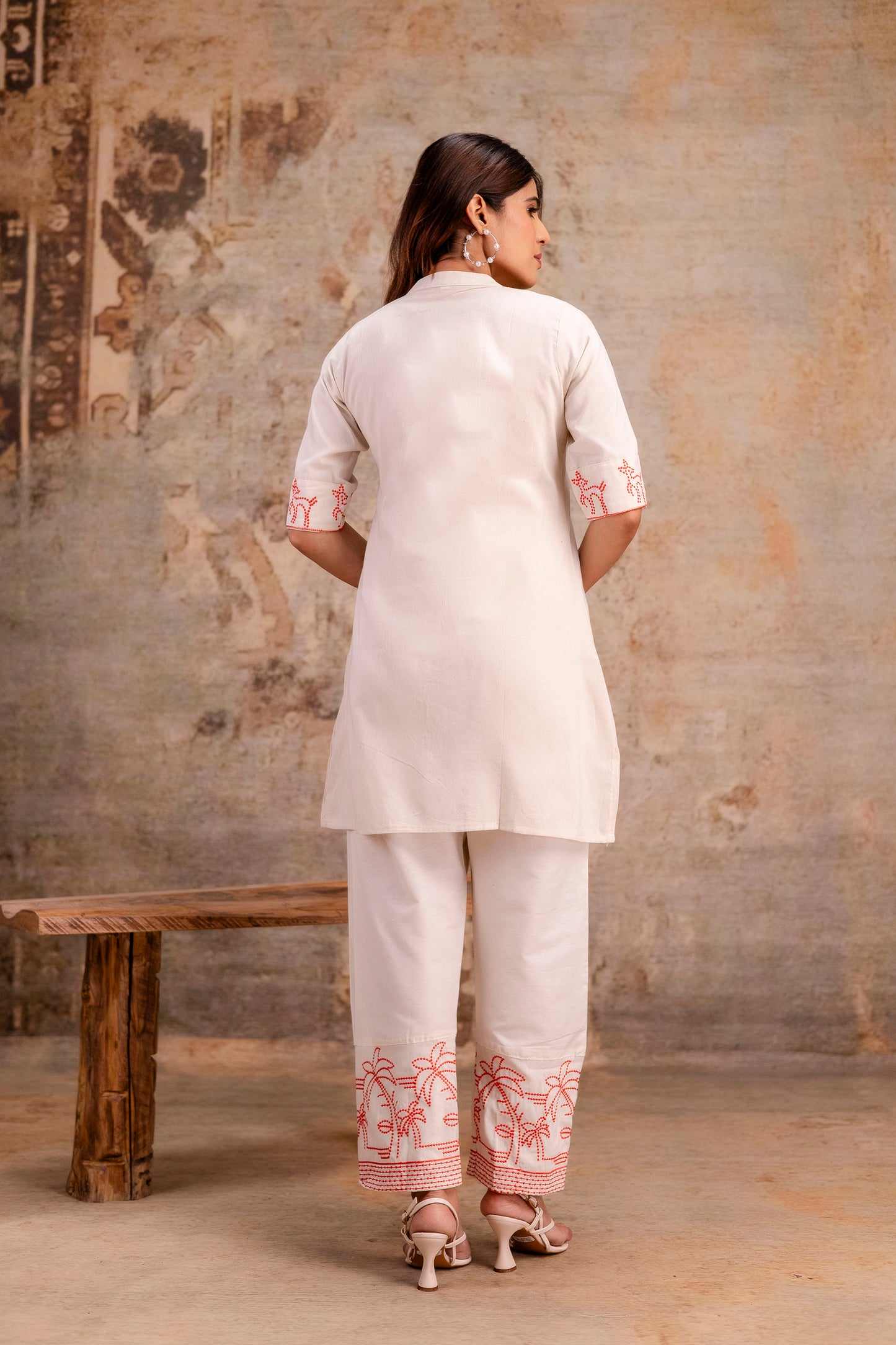wHITE Embroidered co-ord sets