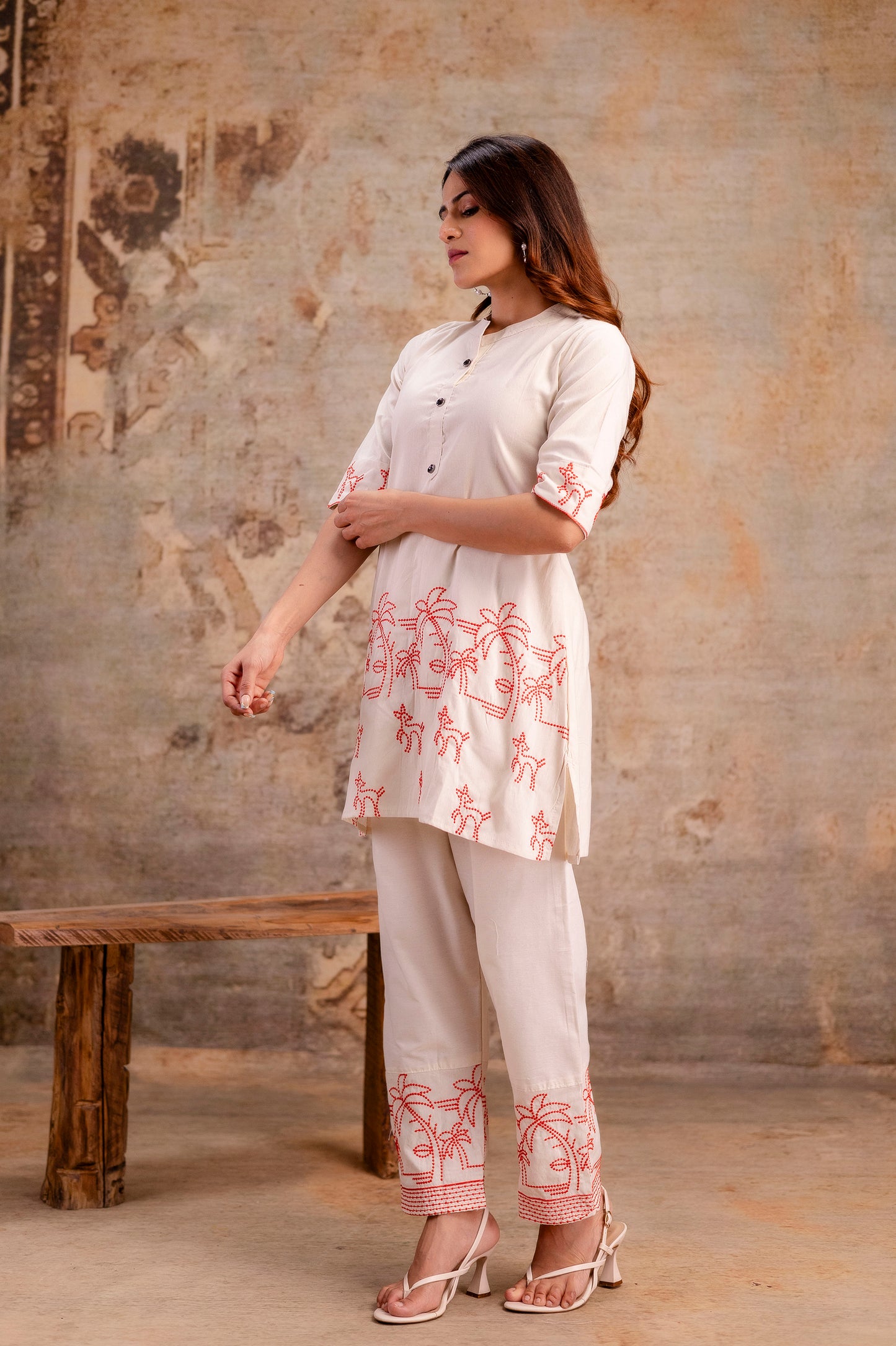 wHITE Embroidered co-ord sets