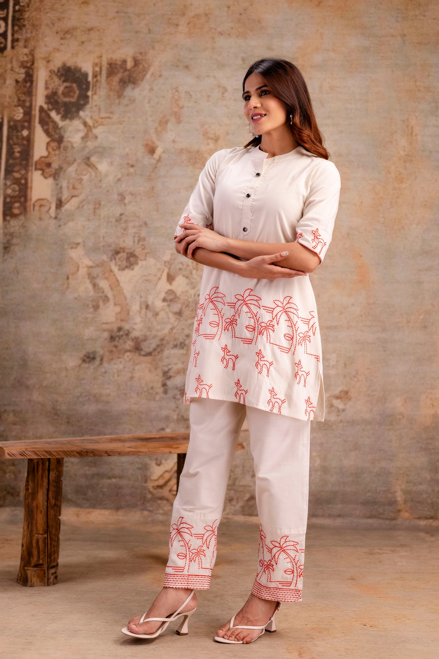 wHITE Embroidered co-ord sets