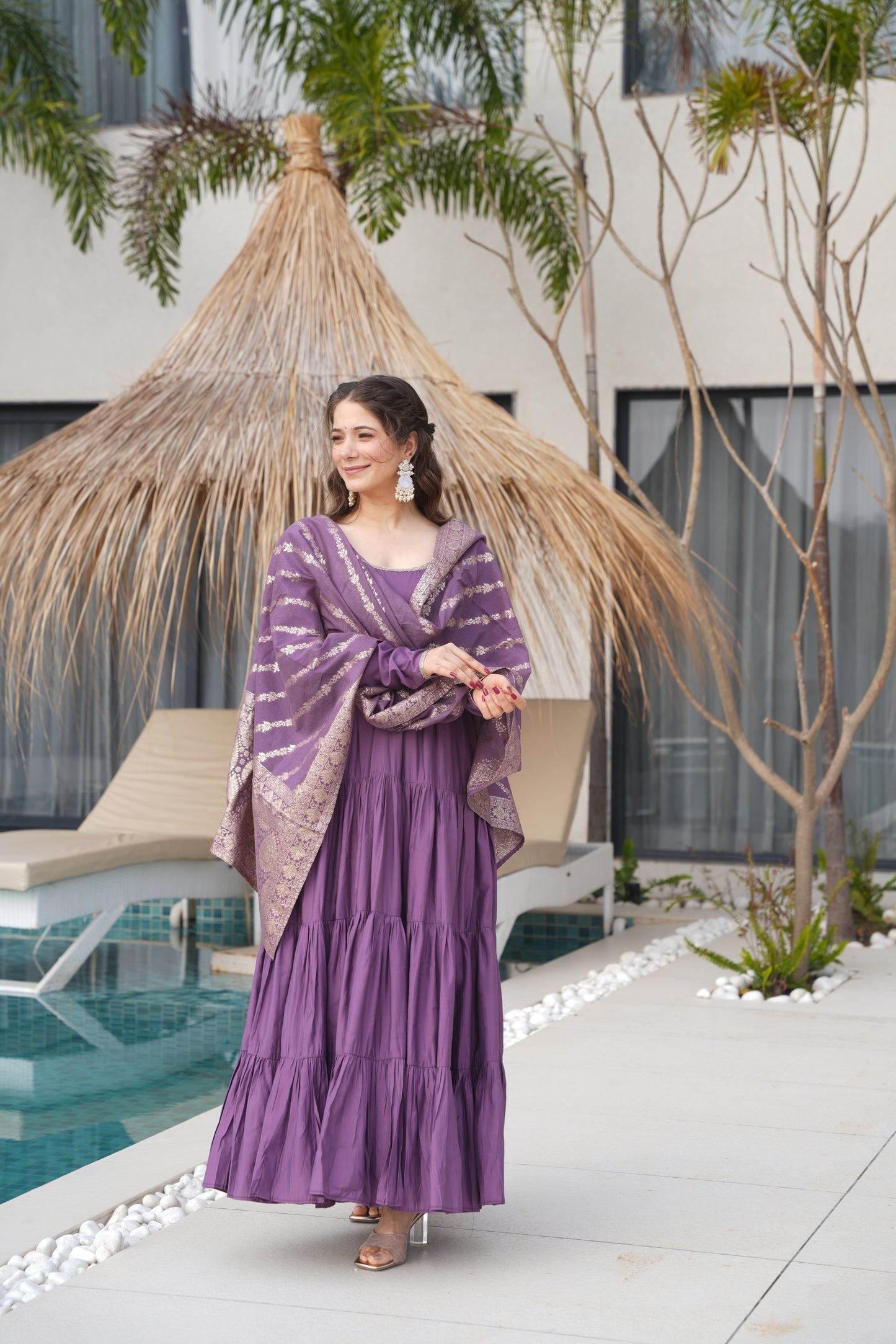 Purple Anarkali Festive Suit Sets