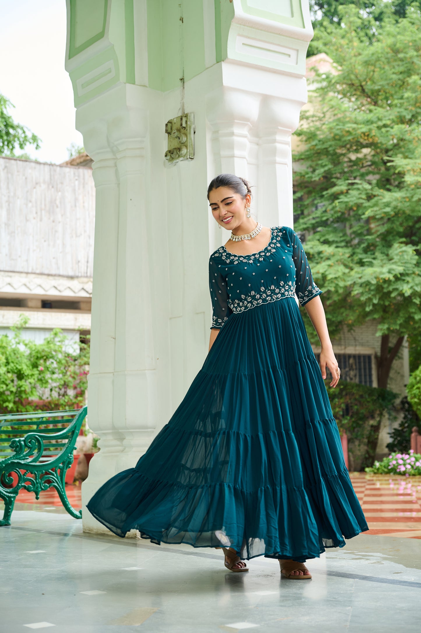 Rama Embroidery Georgette Gown Dress