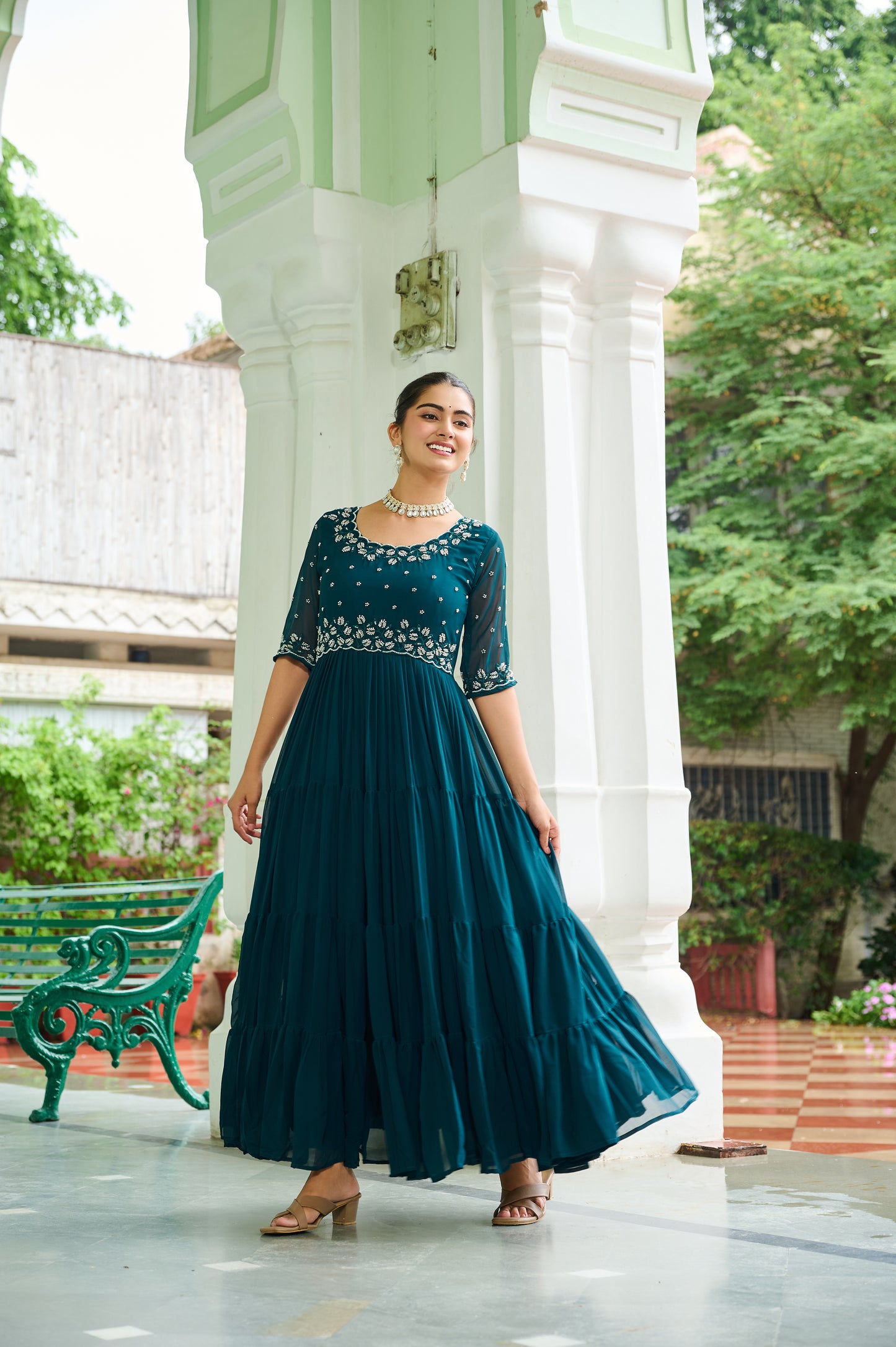 Rama Embroidery Georgette Gown Dress