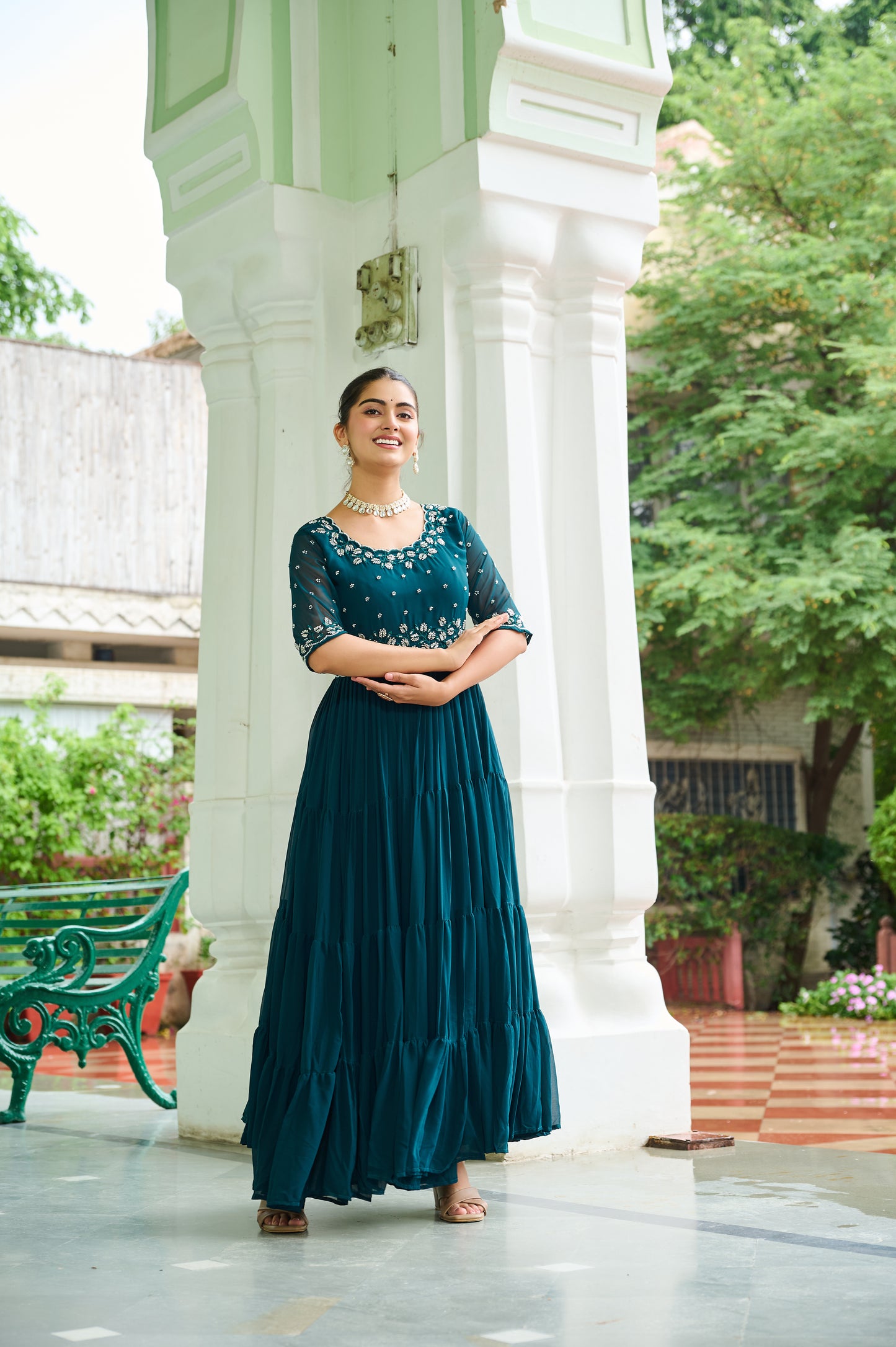 Rama Embroidery Georgette Gown Dress
