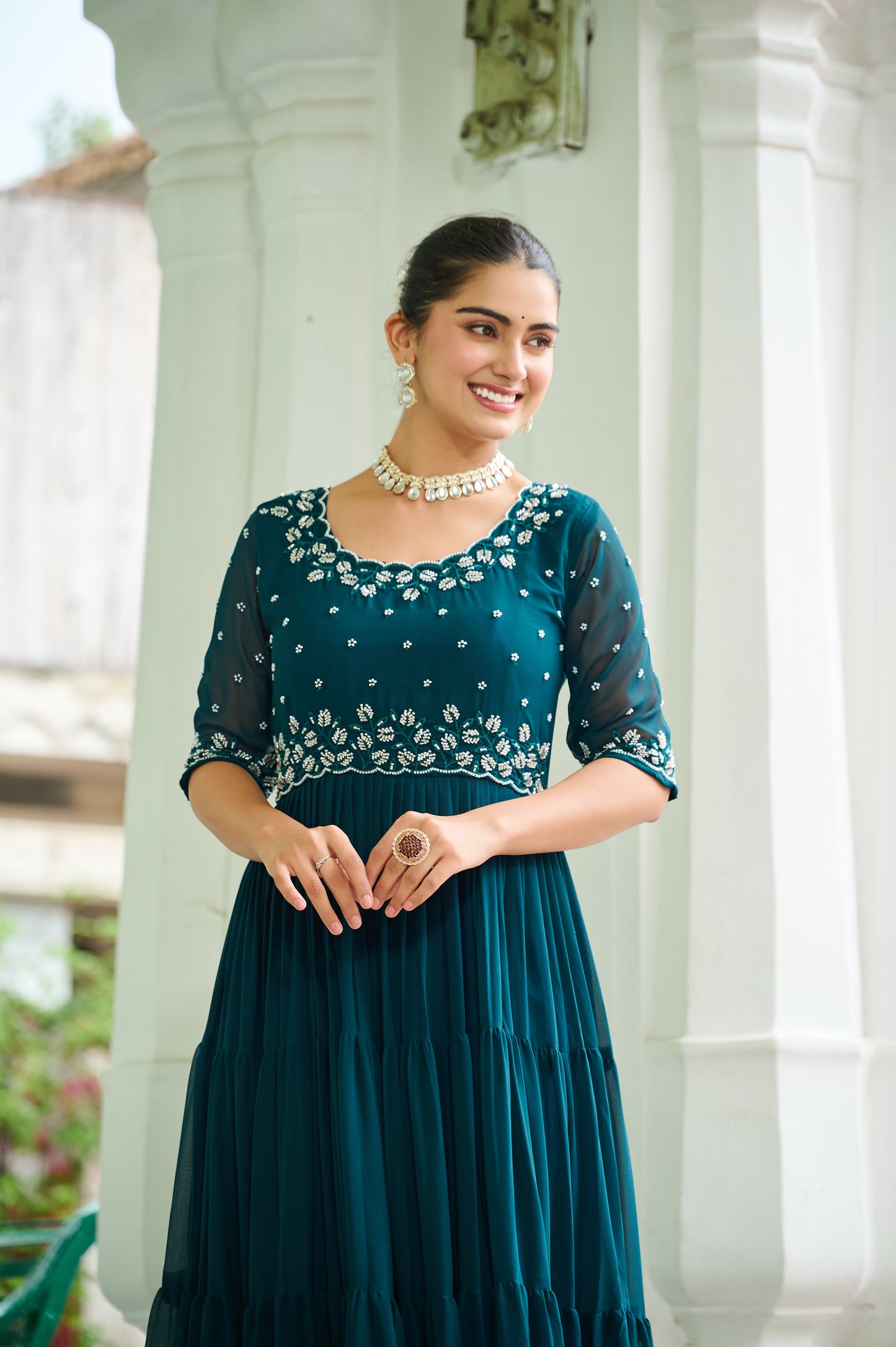 Rama Embroidery Georgette Gown Dress