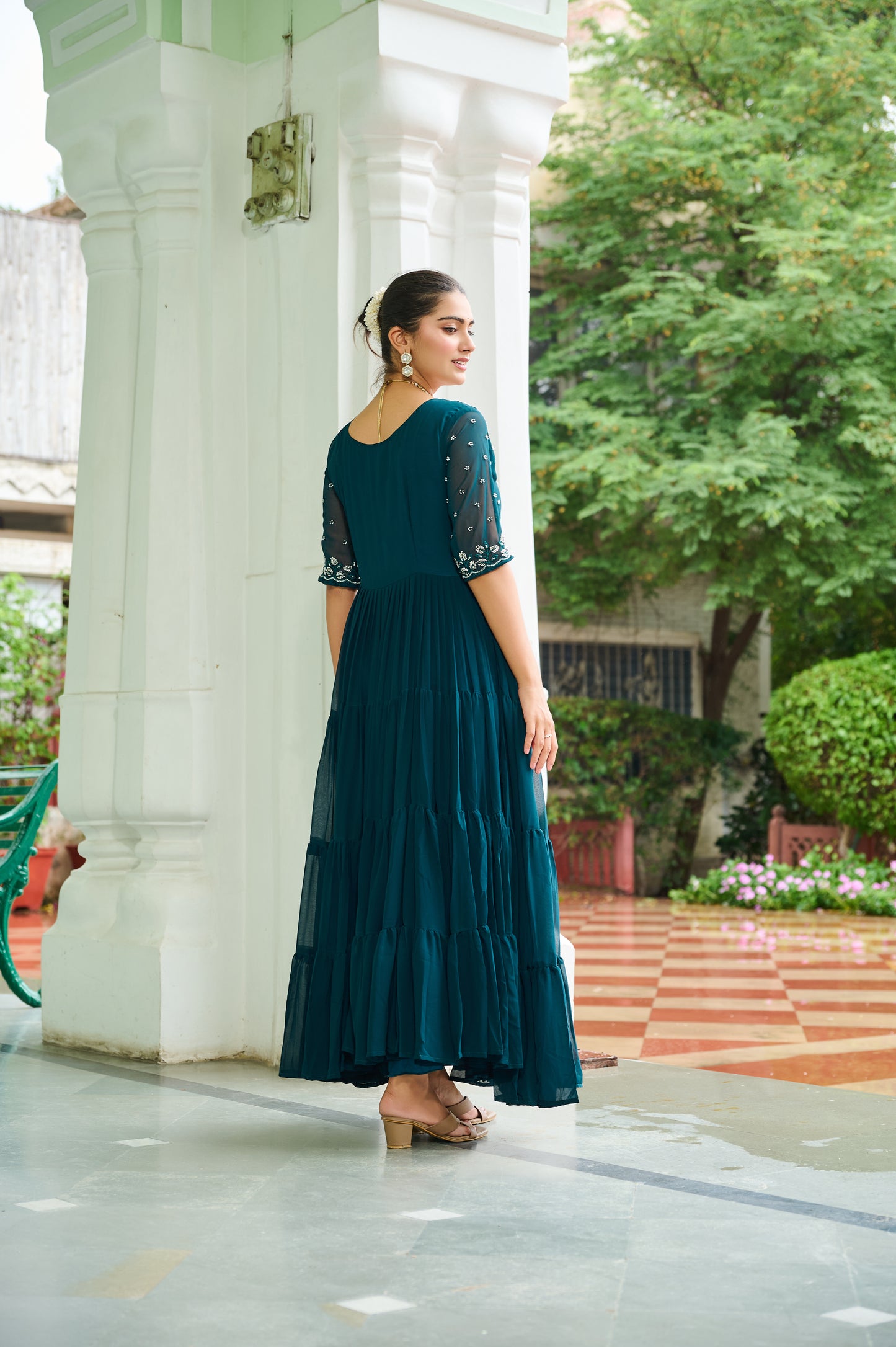 Rama Embroidery Georgette Gown Dress