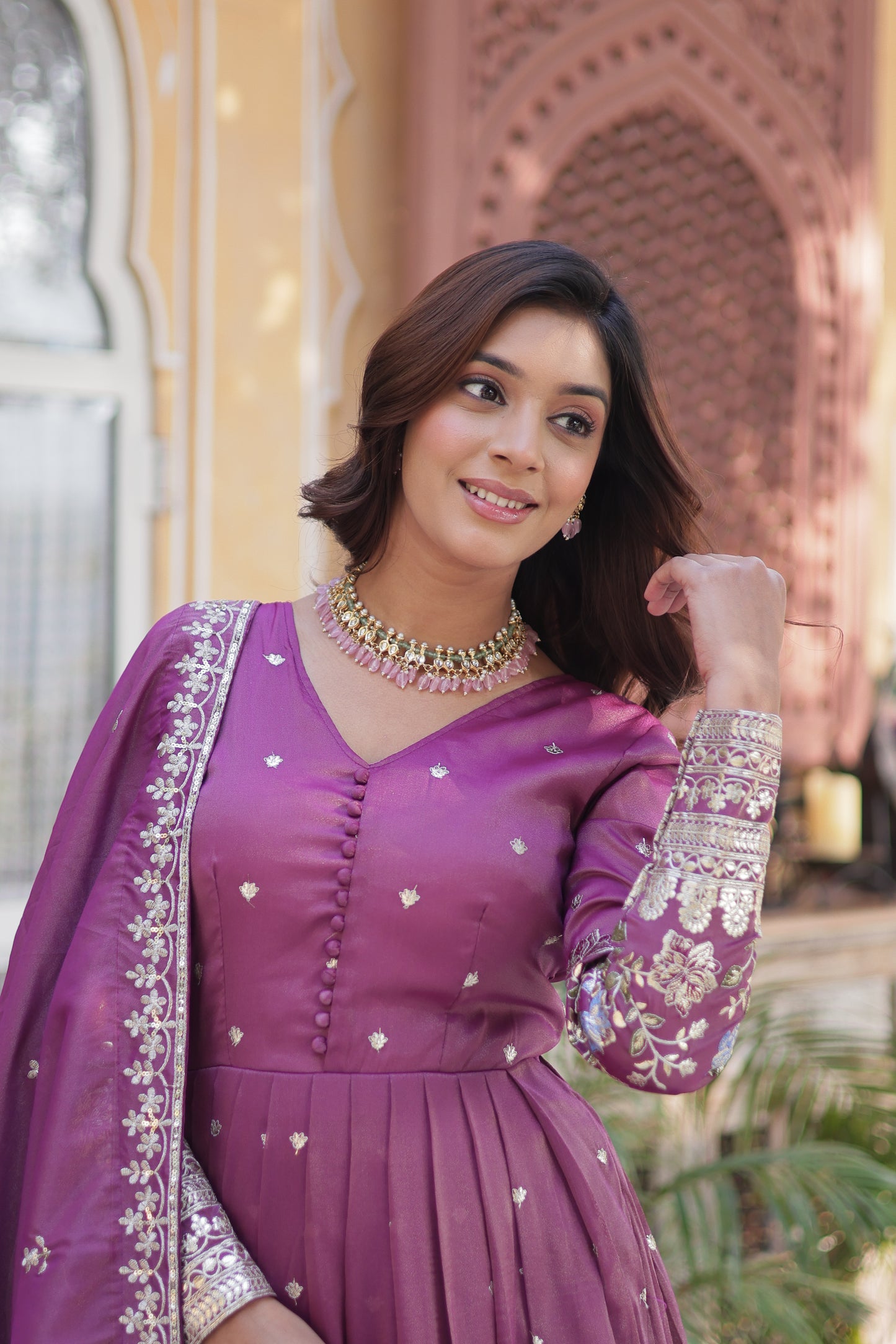 Deep Pink Anarkali Gown For Wedding