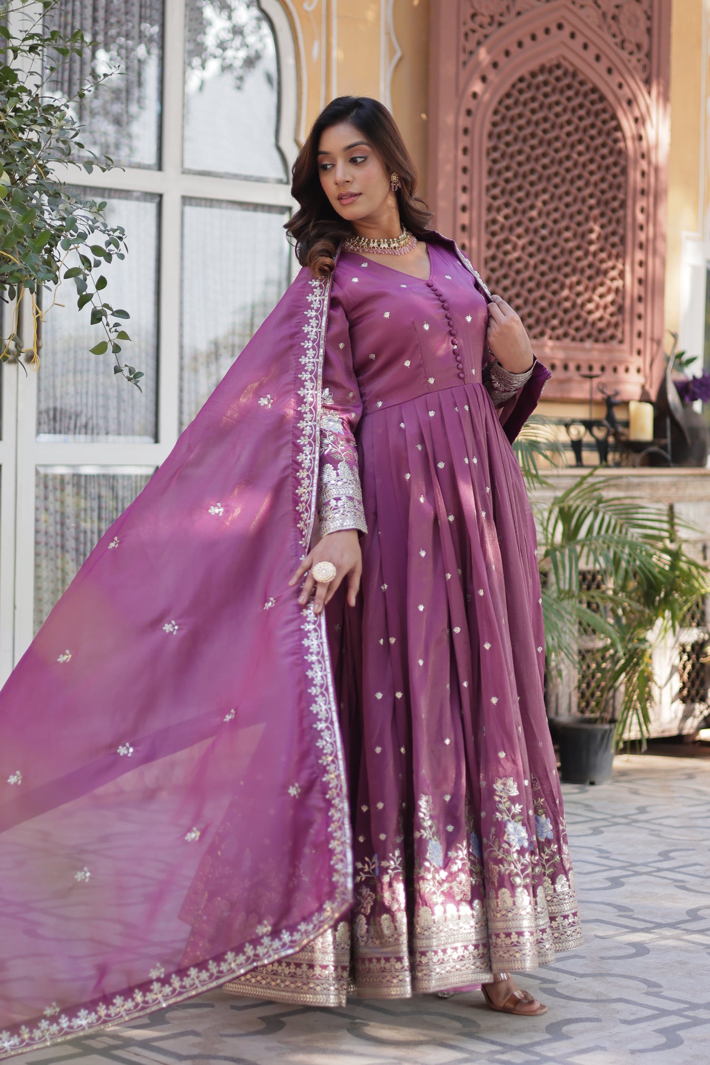 Deep Pink Anarkali Gown For Wedding