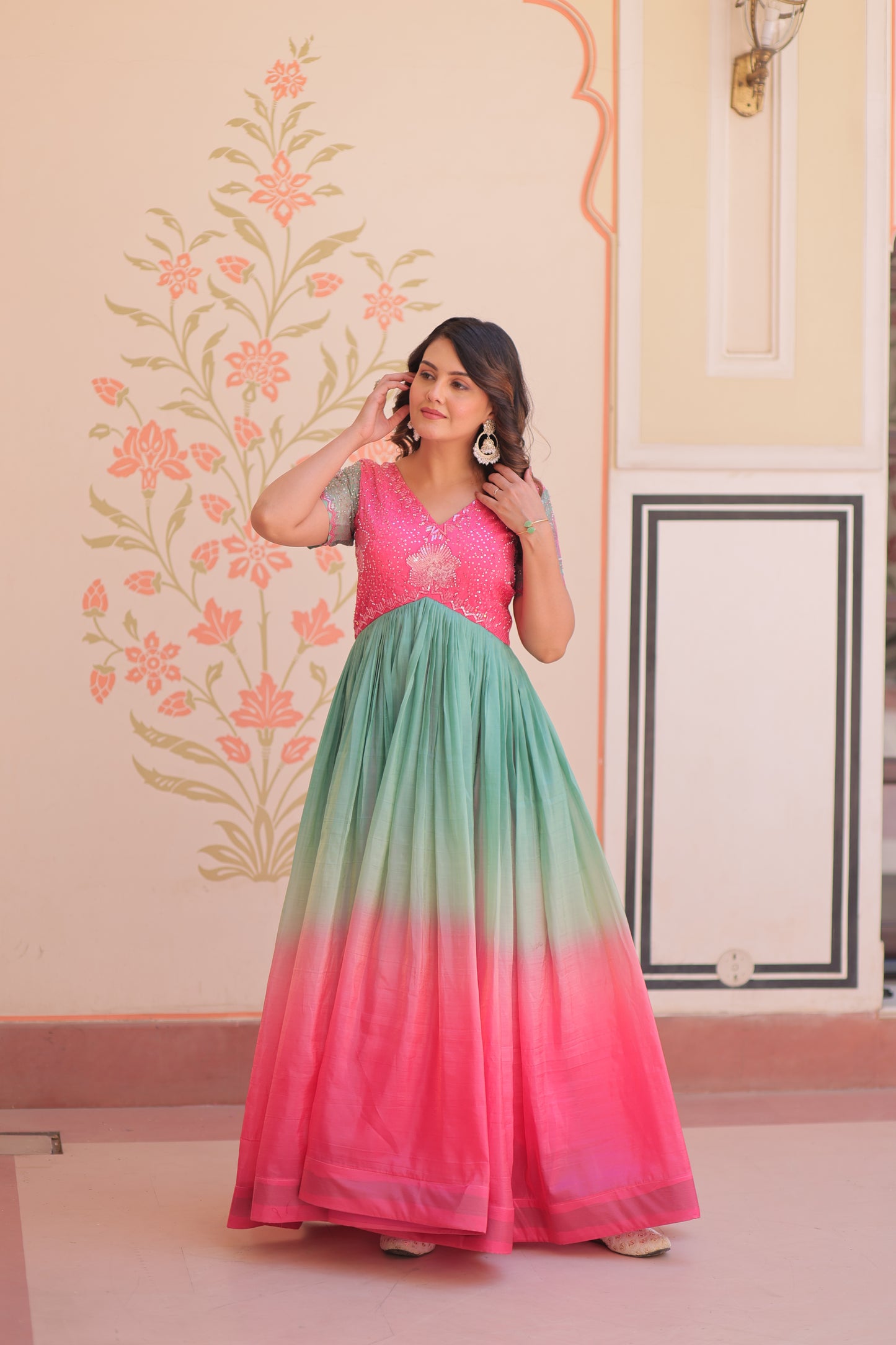 Pink Ethnic Long Dress