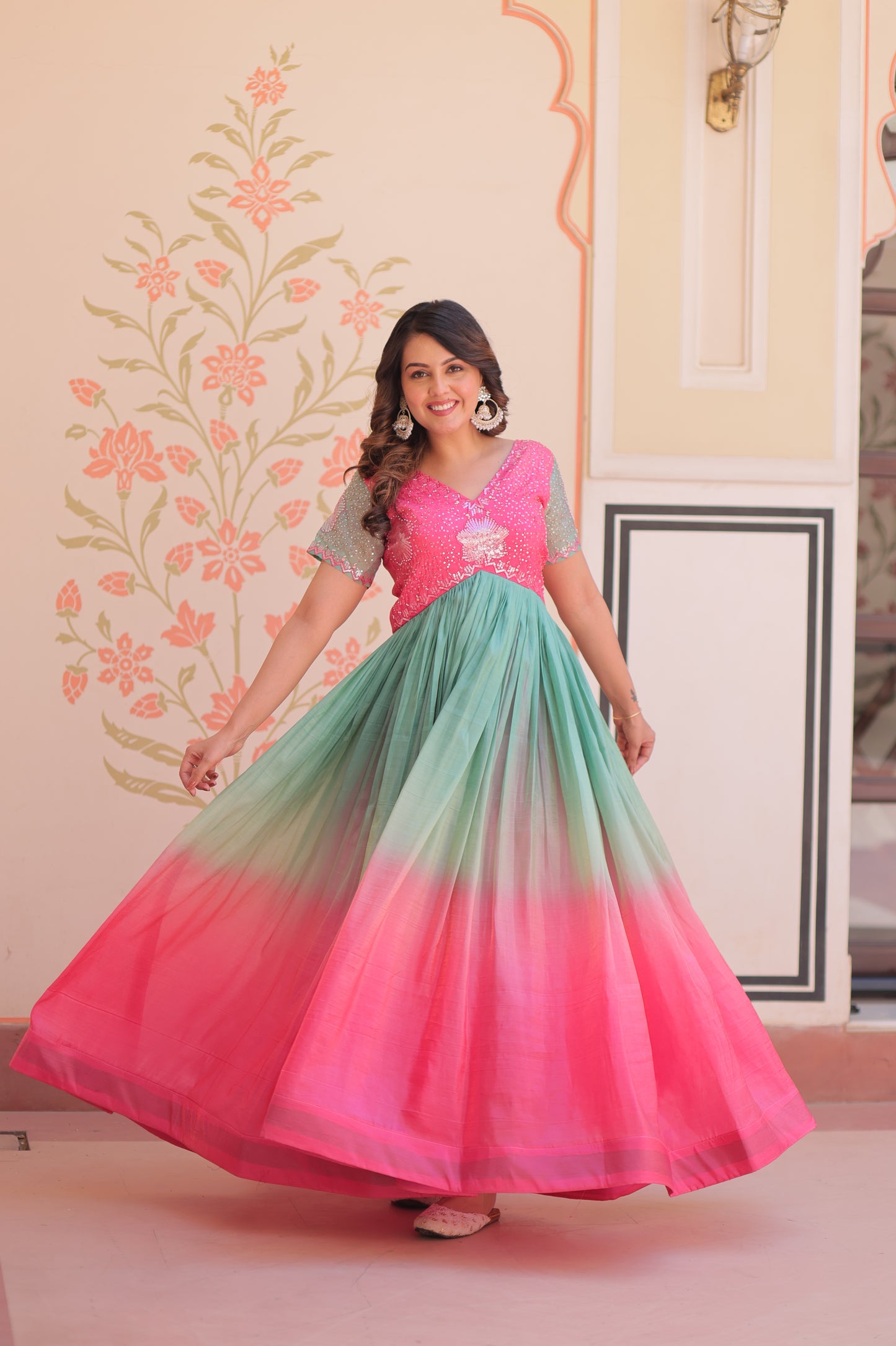 Pink Ethnic Long Dress