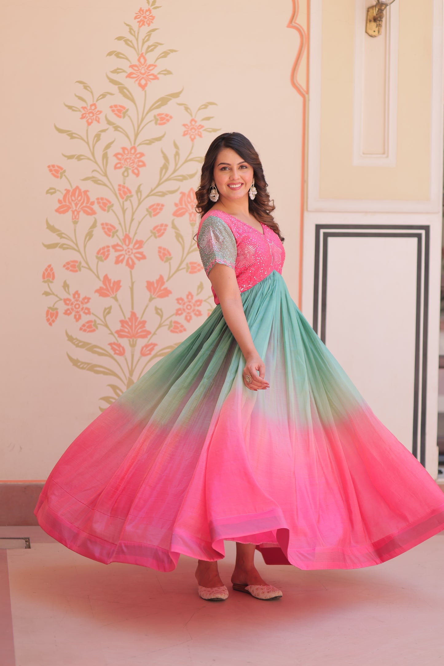 Pink Ethnic Long Dress