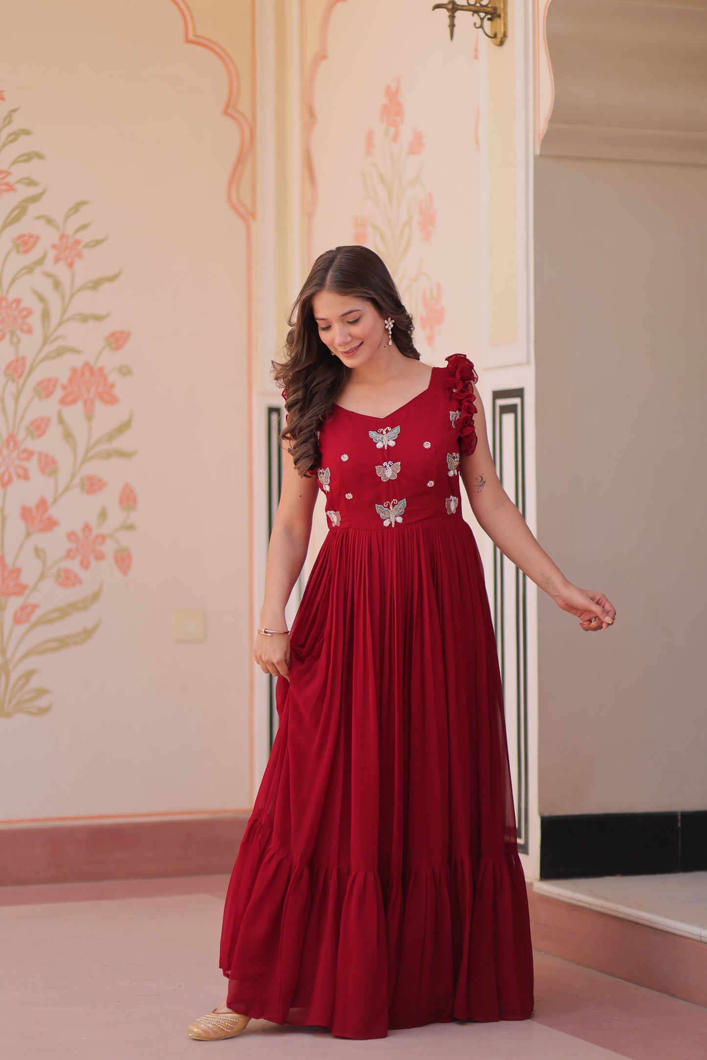 Maroon One Piece Dress For Women