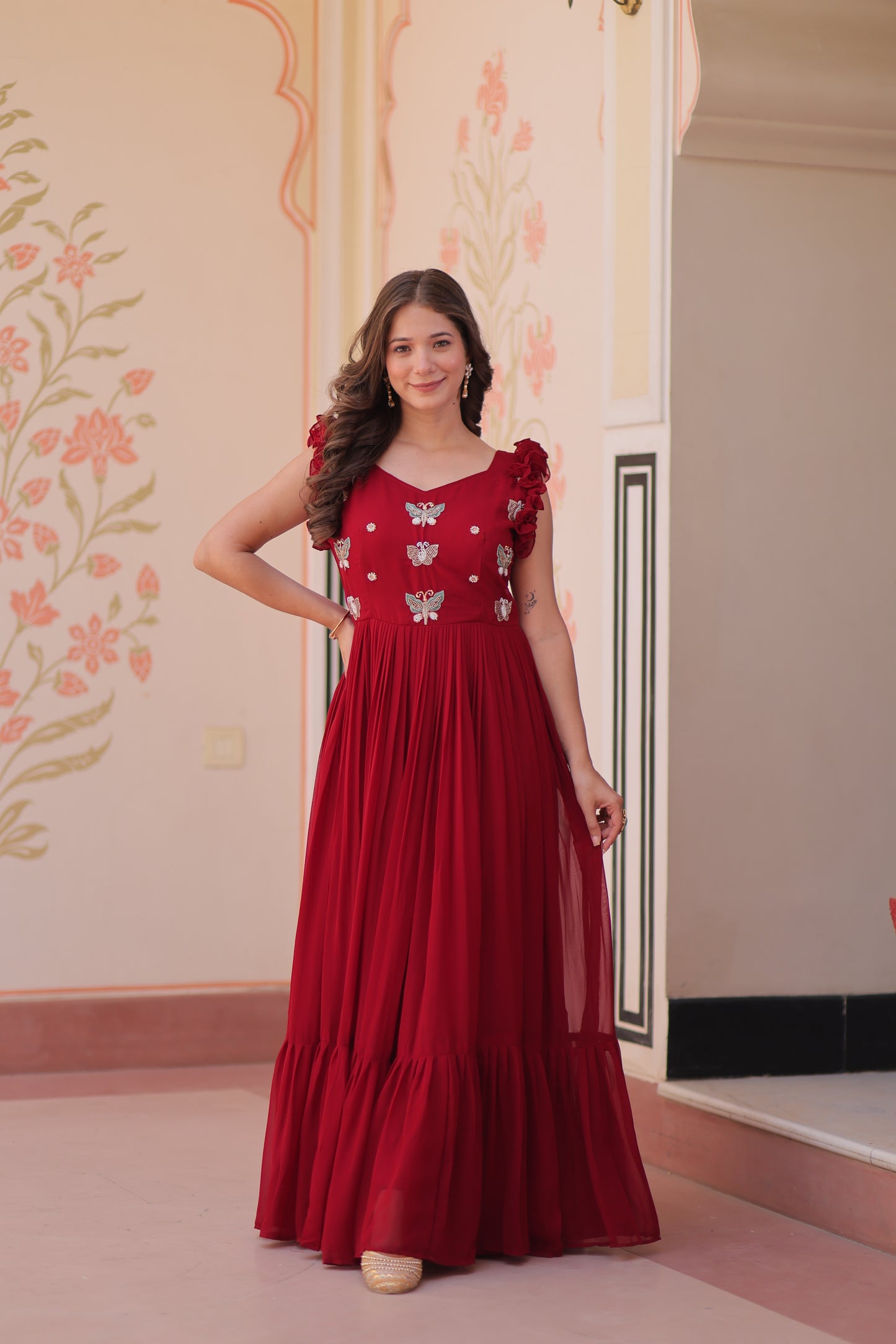 Maroon One Piece Dress For Women