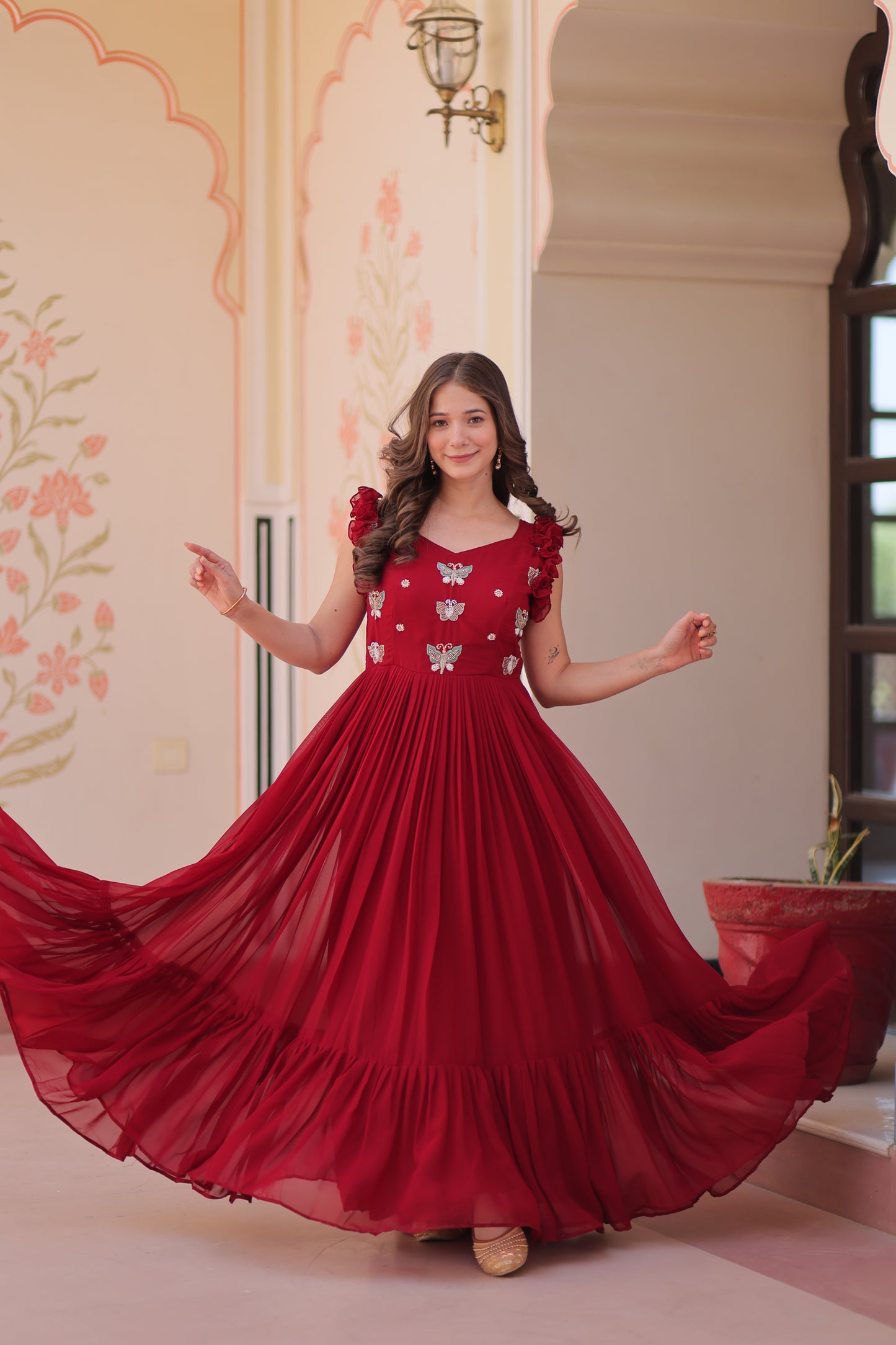 Maroon One Piece Dress For Women