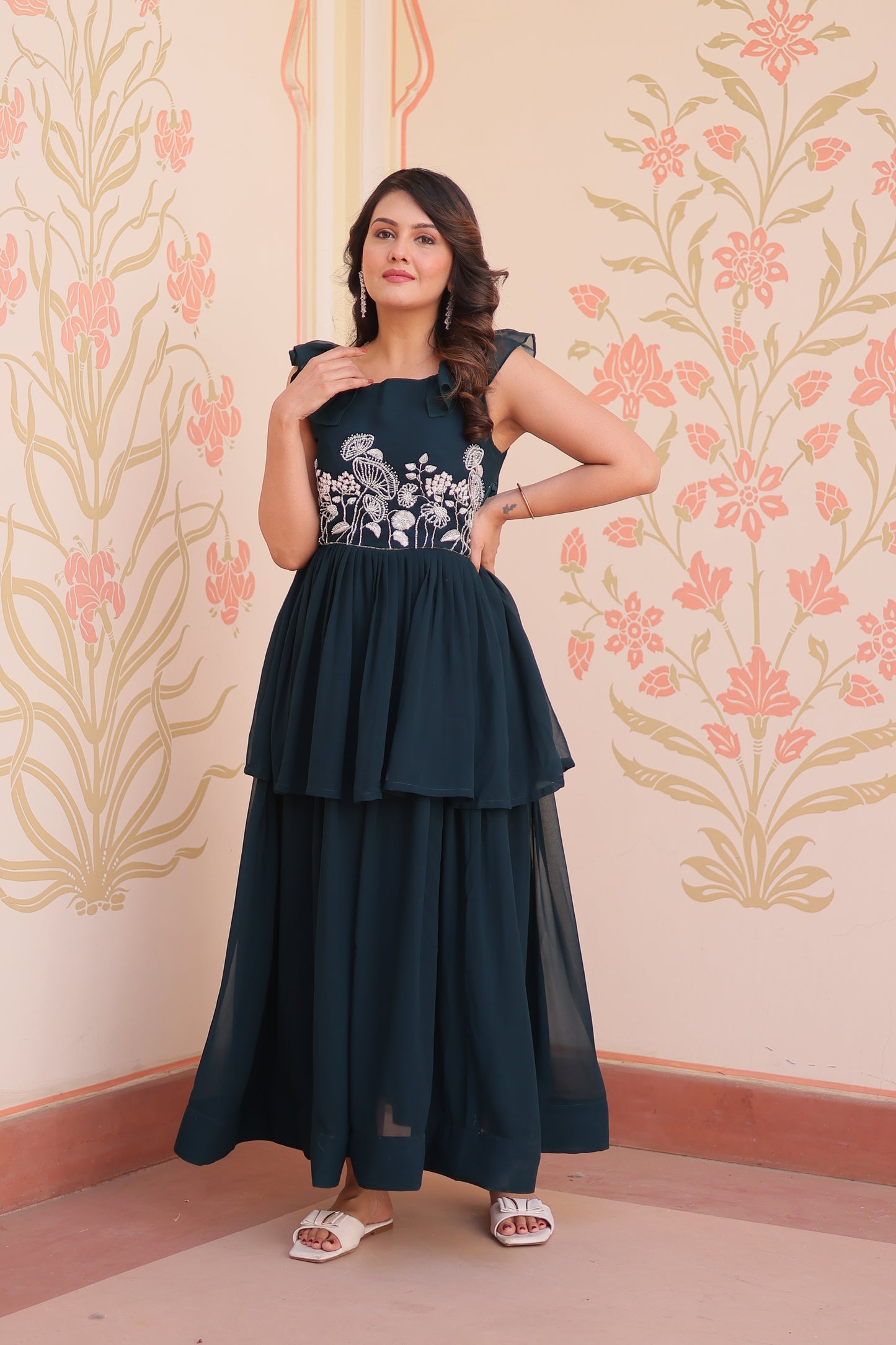Navy Blue Maxi Ethnic Dress