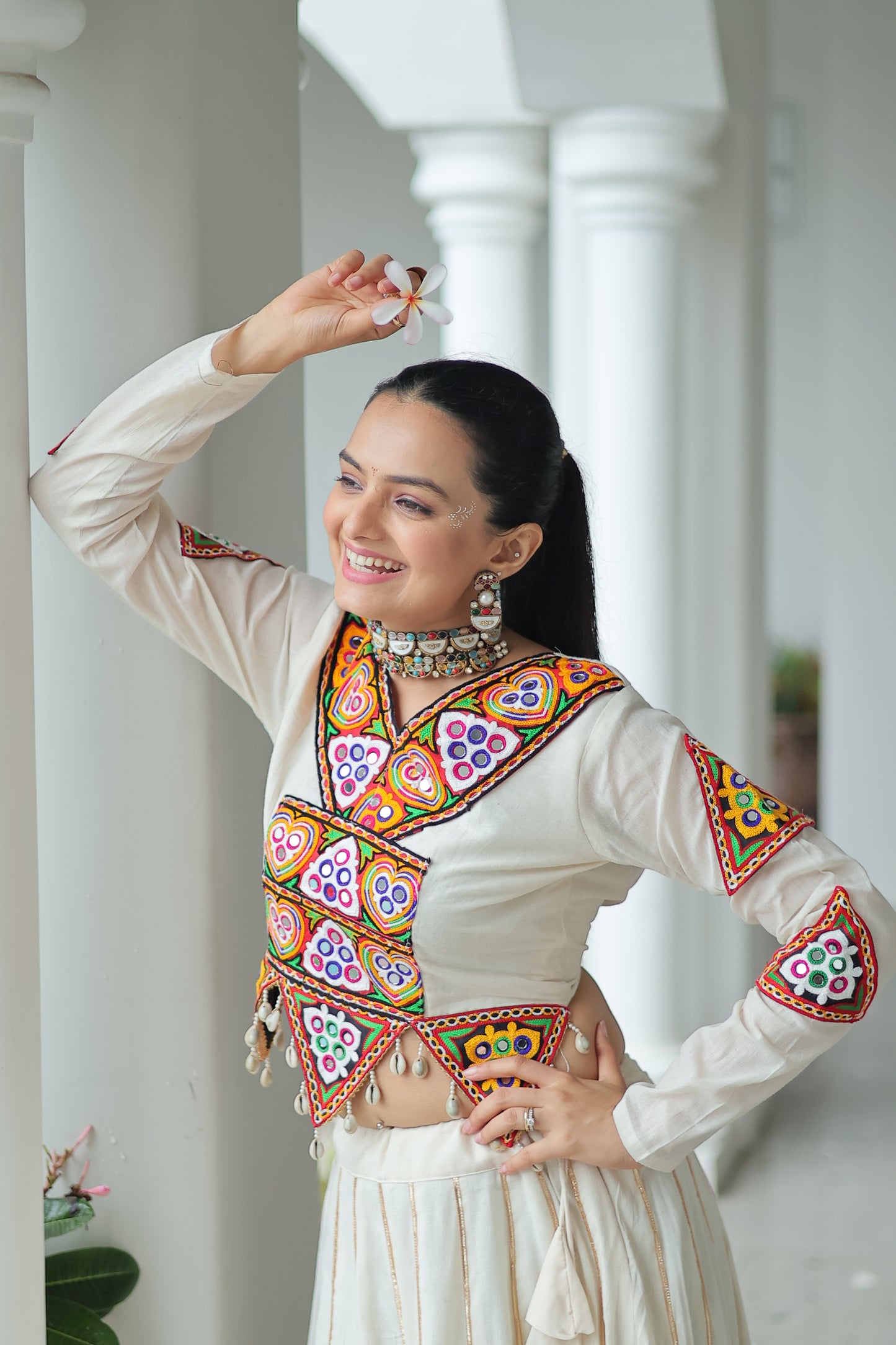 White Gota-Patti Navratri Lehenga Choli