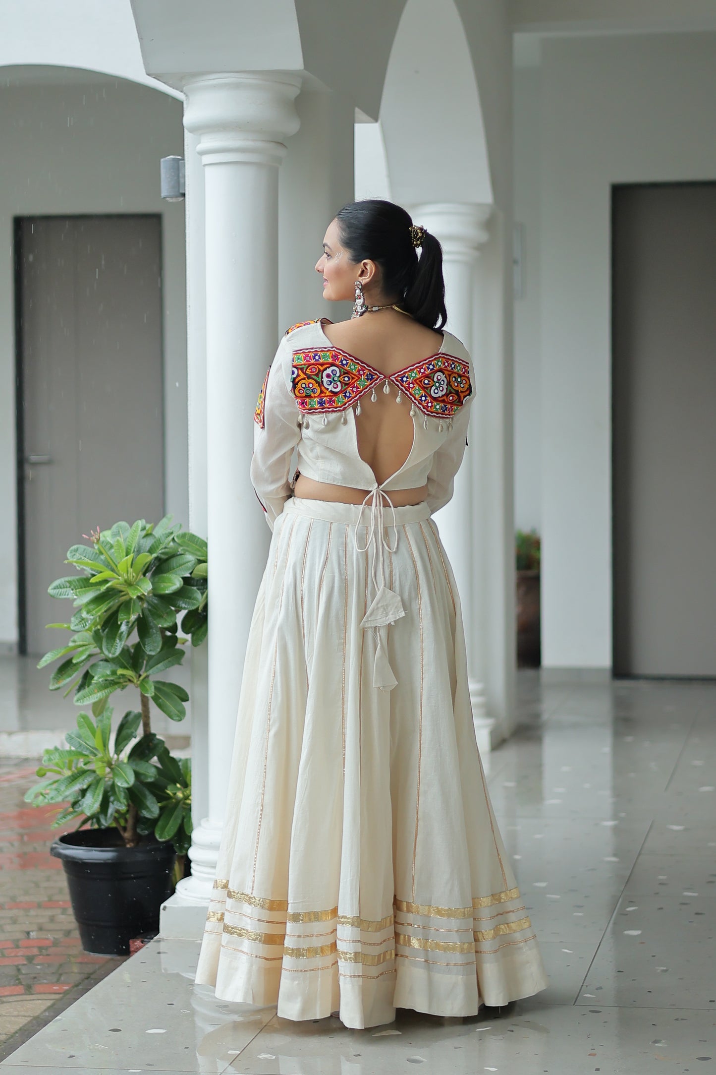 White Gota-Patti Navratri Lehenga Choli