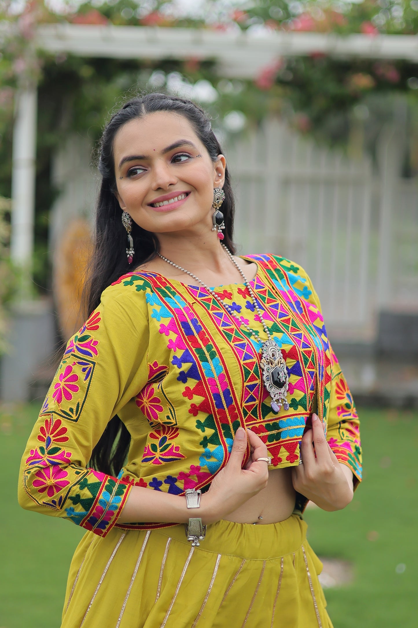 Citrine Silk Gota-patti Navratri Lehenga Choli