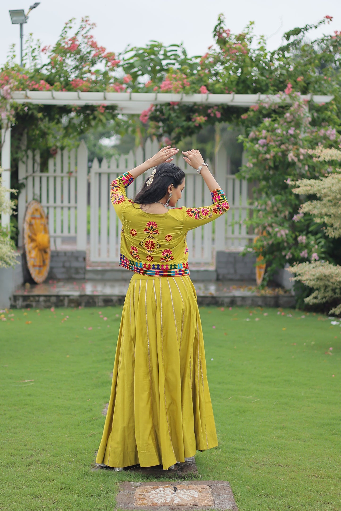 Citrine Silk Gota-patti Navratri Lehenga Choli