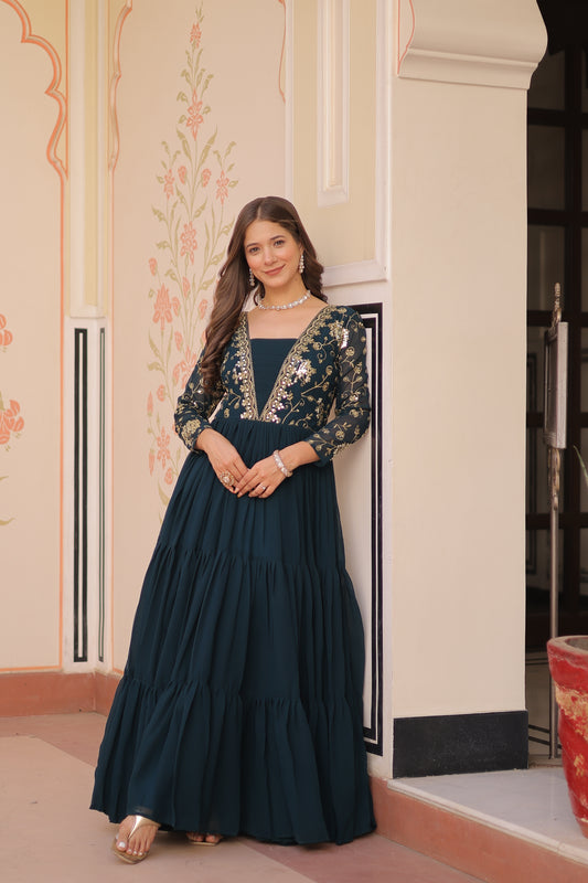 Rama Embroidered Ethnic One Piece Dress