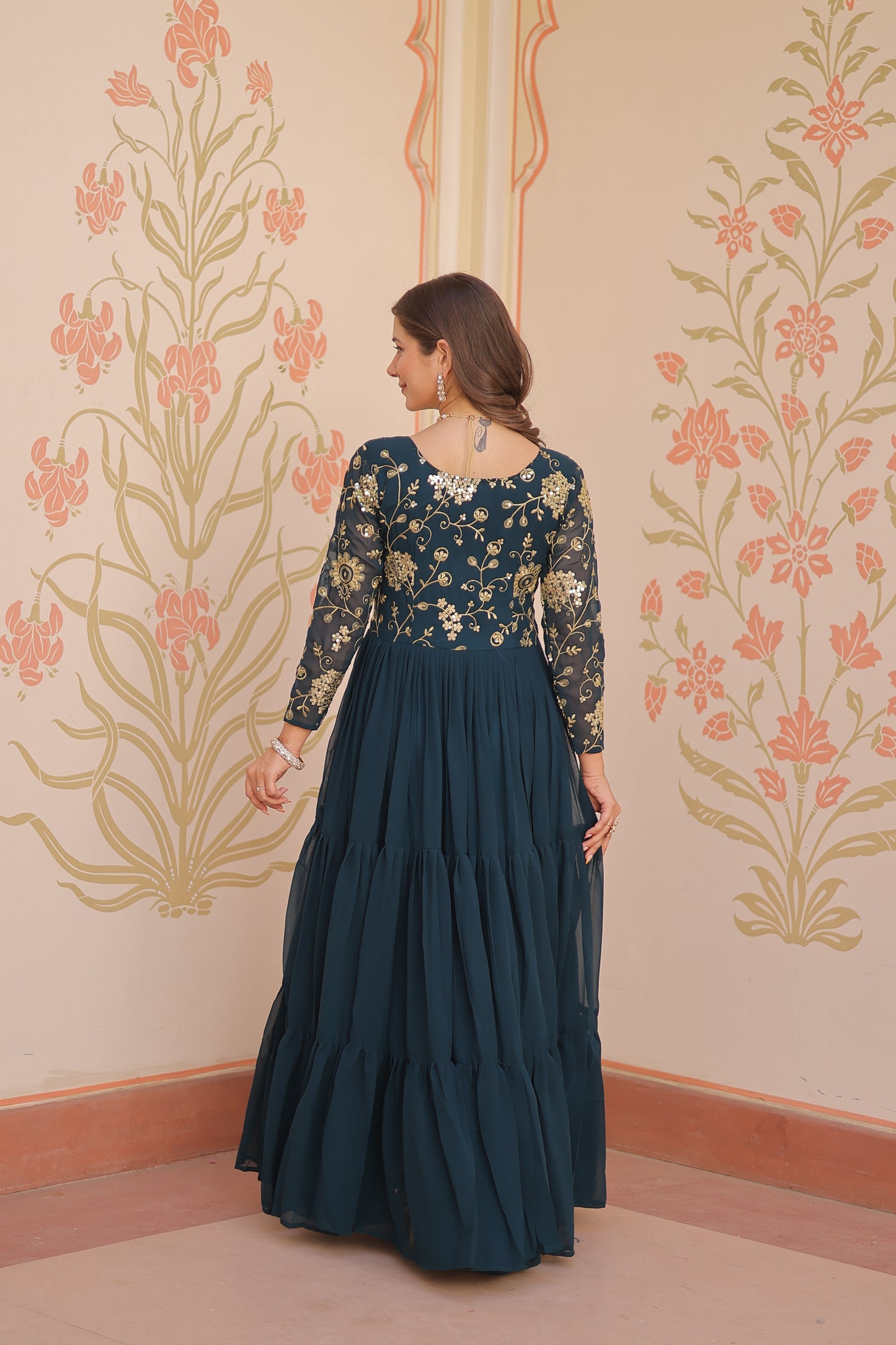 Rama Embroidered Ethnic One Piece Dress