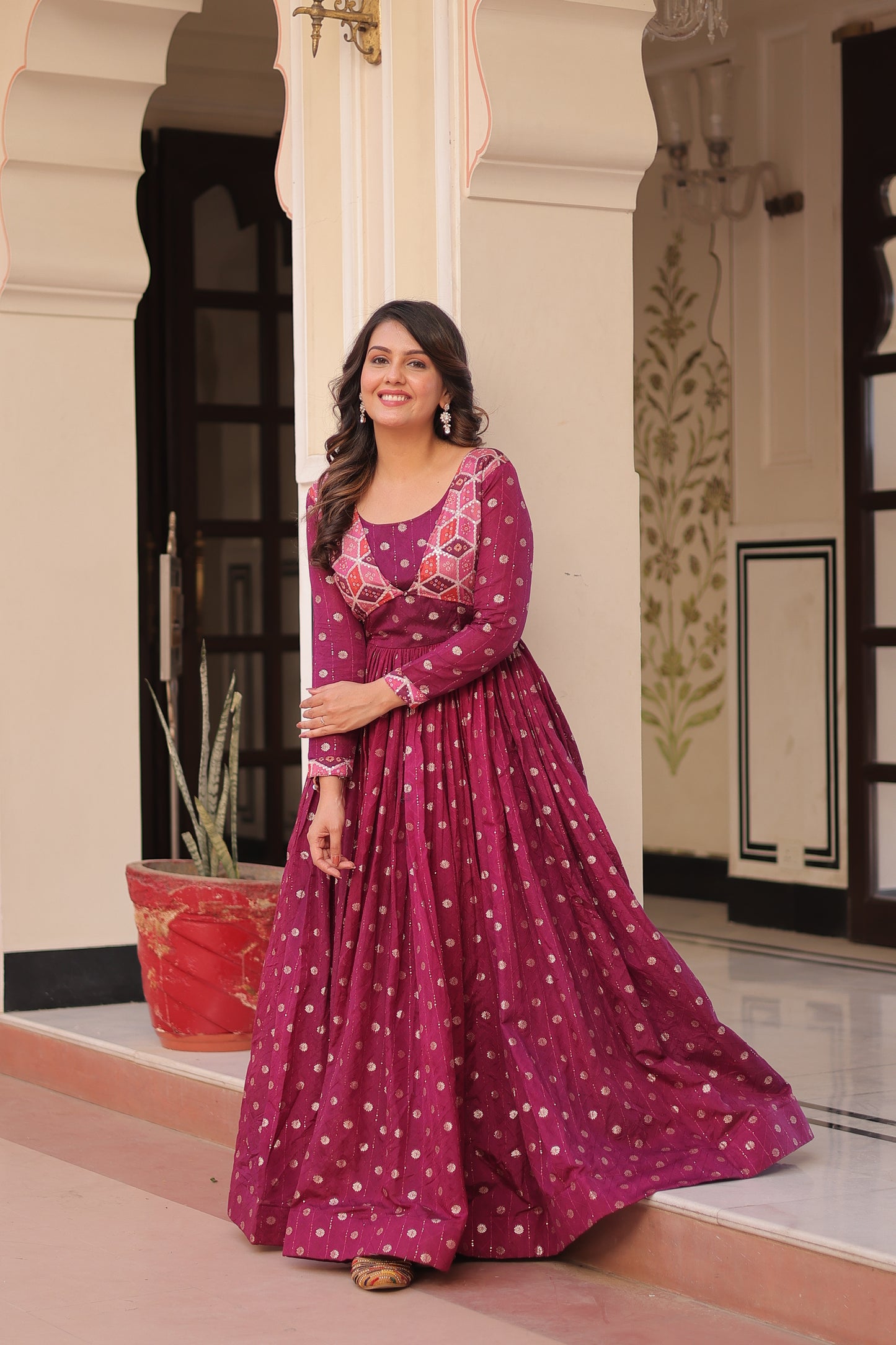 Wine One Piece Dress For Wedding