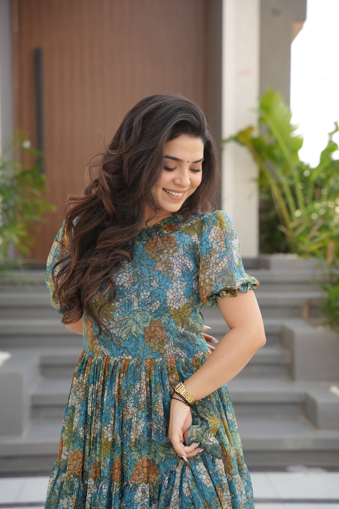 Multicolor Floral Georgette Dress
