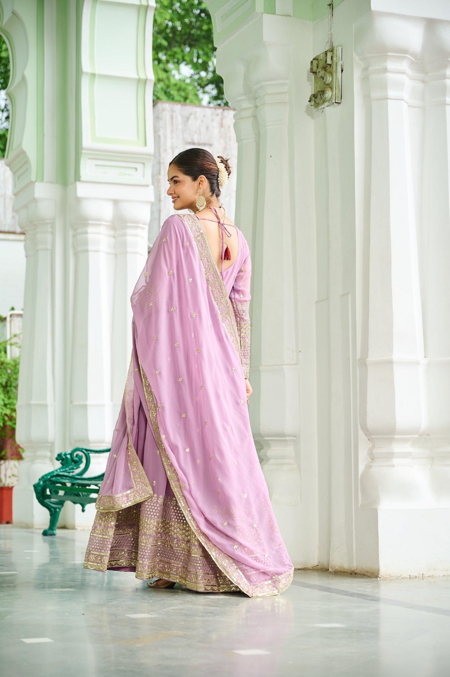Pink Georgette Embroidery Anarkali Gown With Dupatta
