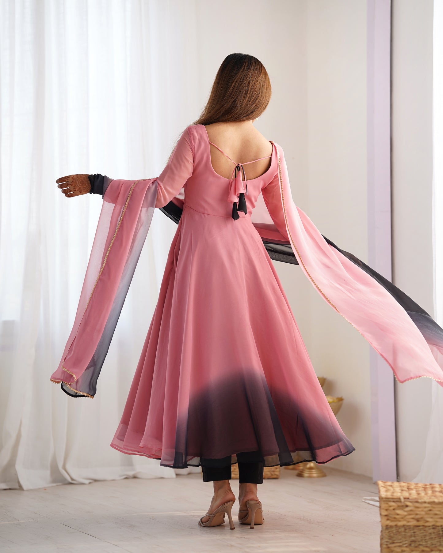 Pink Georgette Anarkali Suit With Dupatta