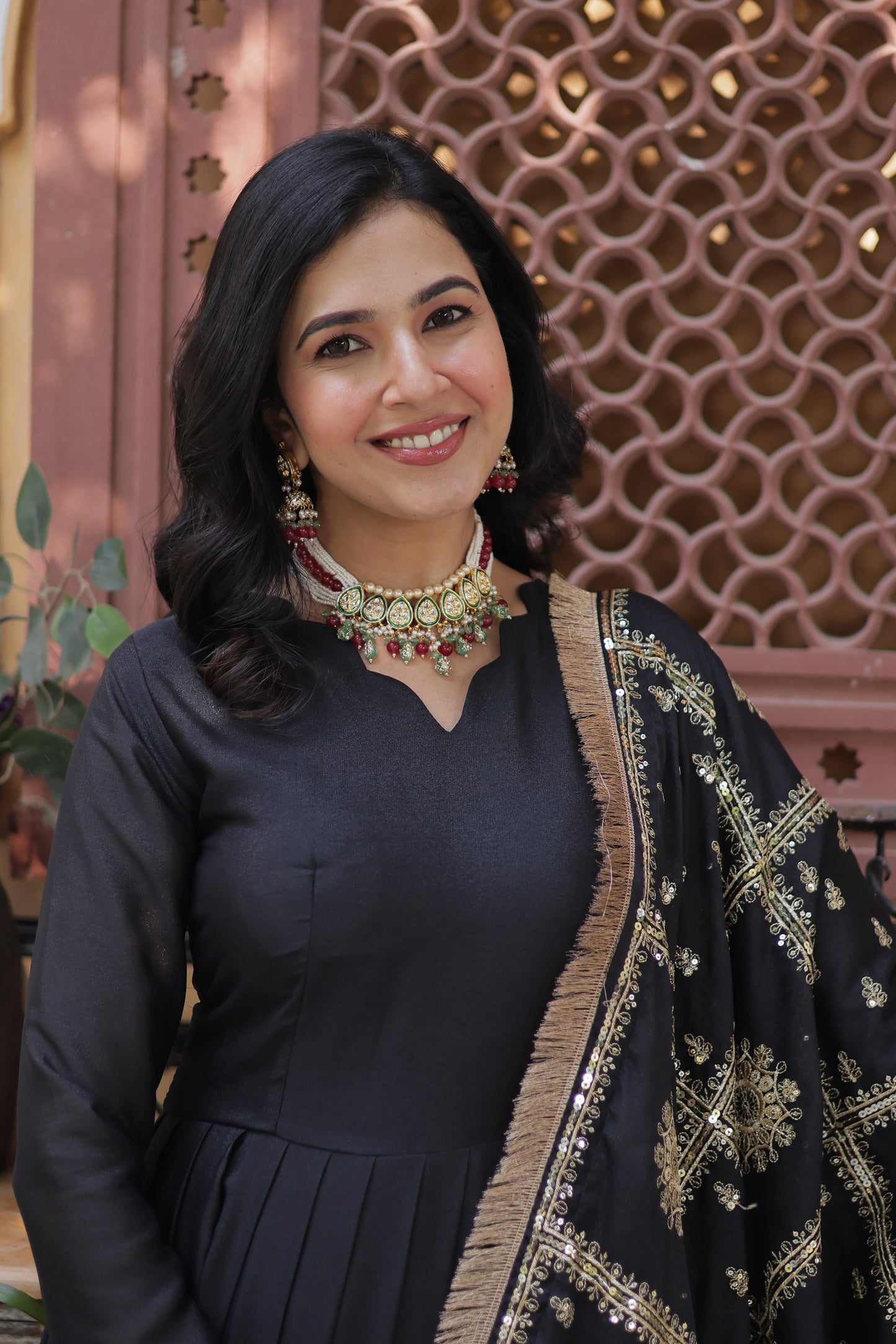 black georgette gown with dupatta