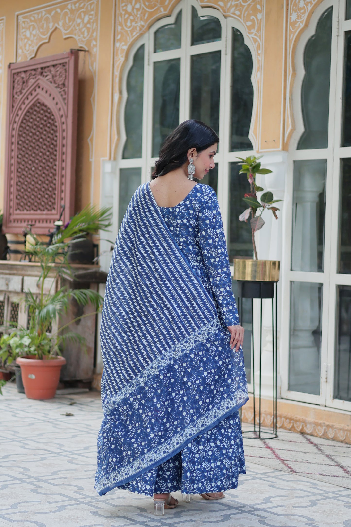blue cotton kurta with dupatta