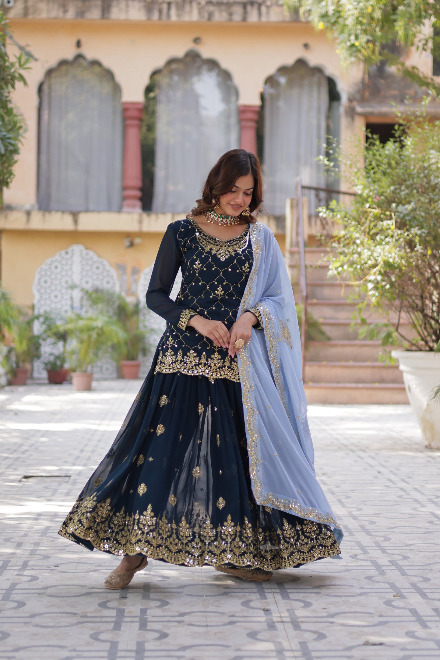 blue sharara suit