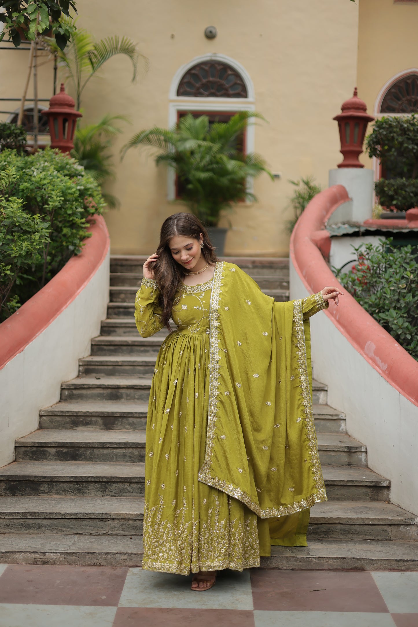 long kurti sharara suit set