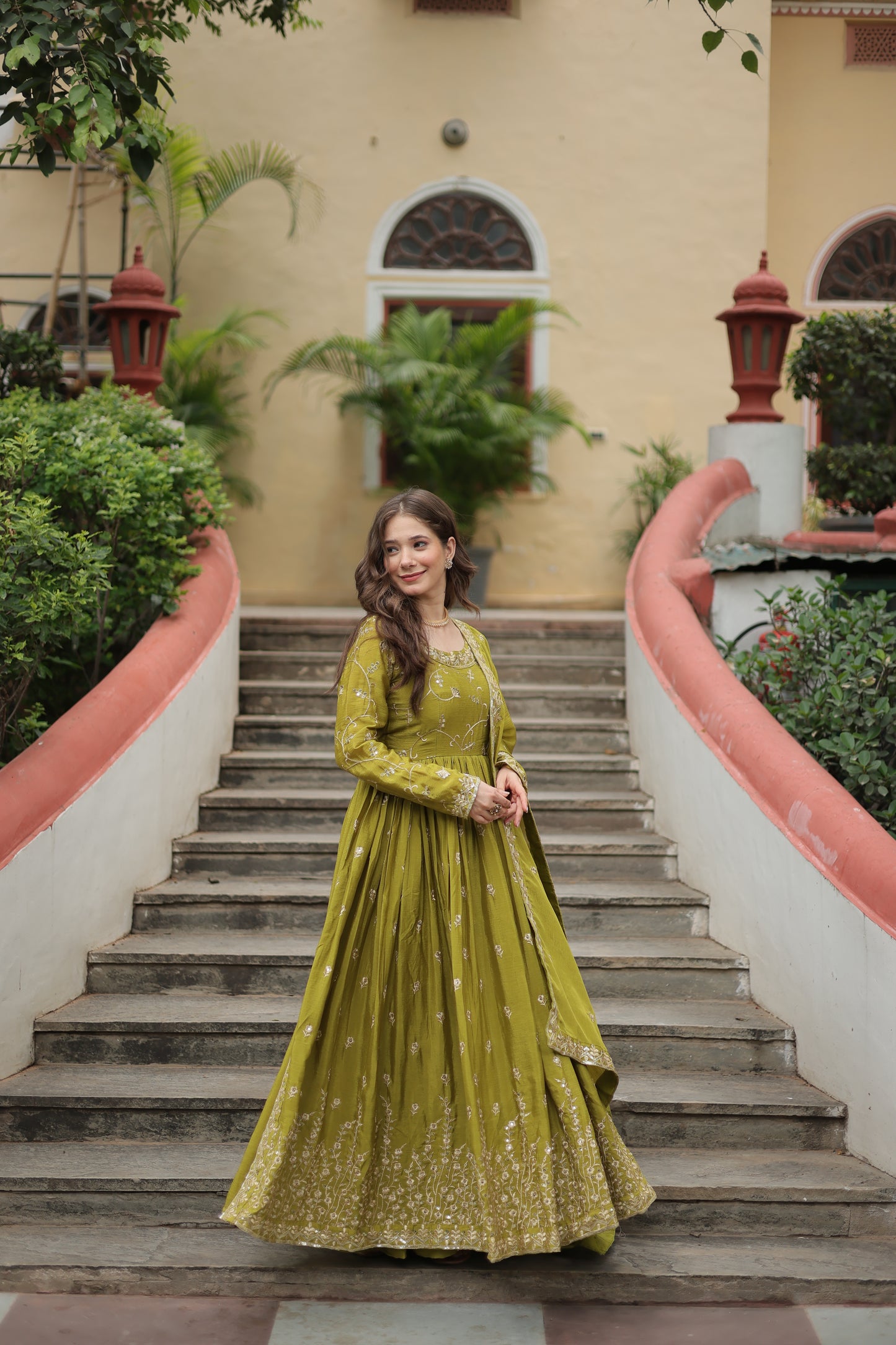 long kurti sharara suit set