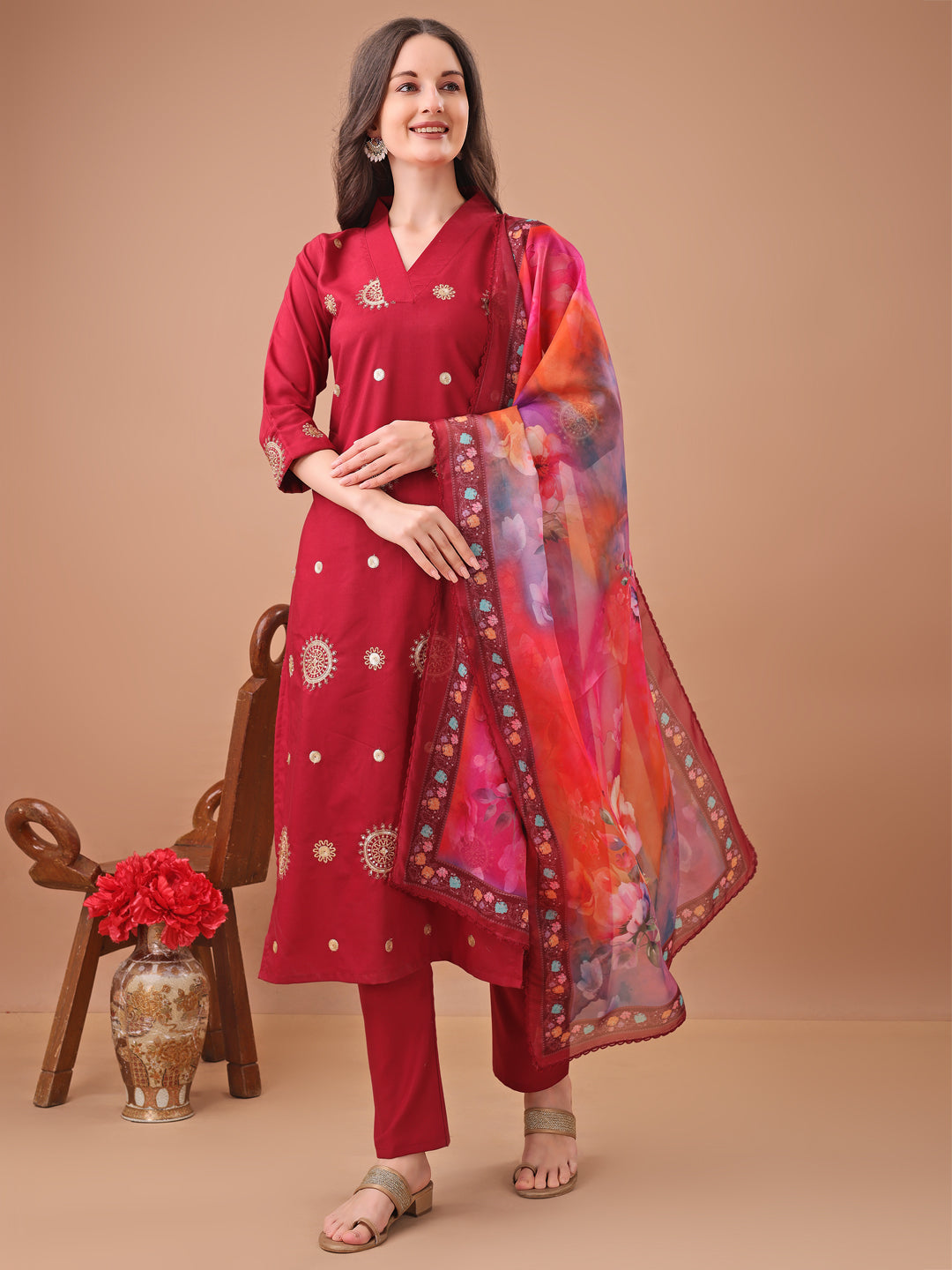 maroon kurta set