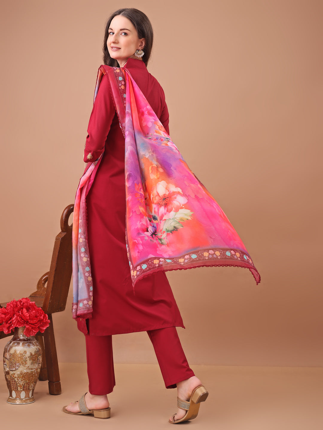 maroon kurta set