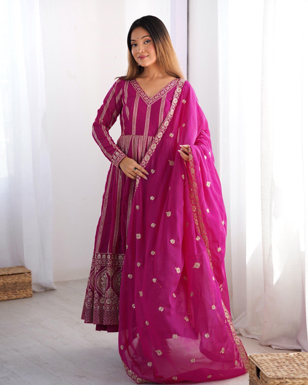Pink Georgette Anarkali Salwar Suit