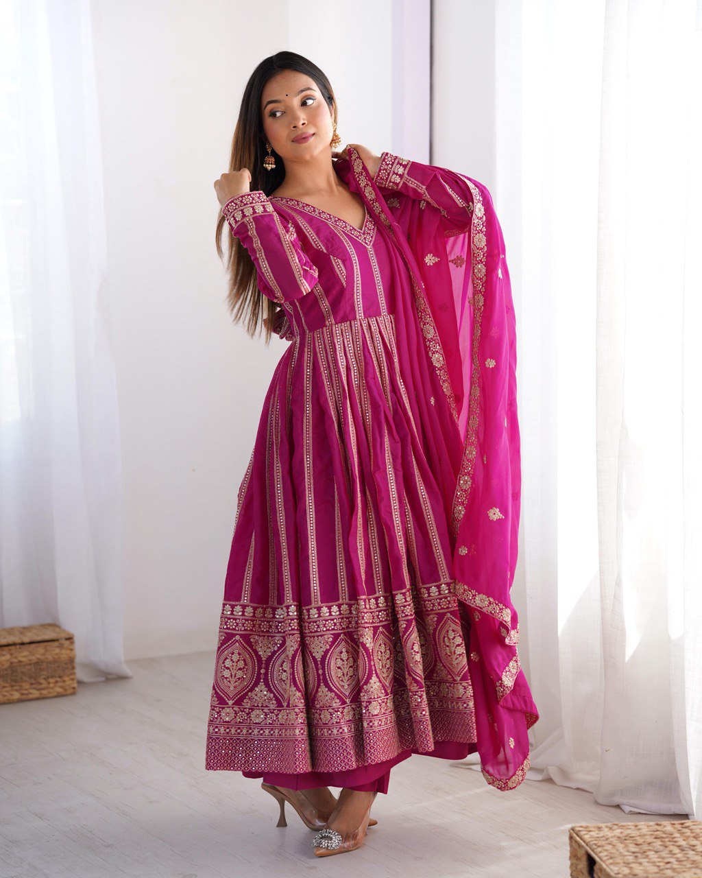 Pink Georgette Anarkali Salwar Suit