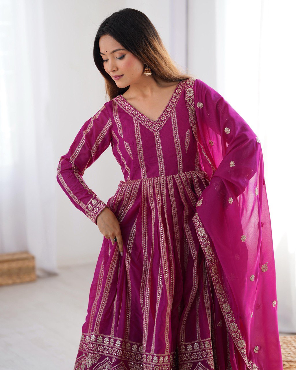Pink Georgette Anarkali Salwar Suit