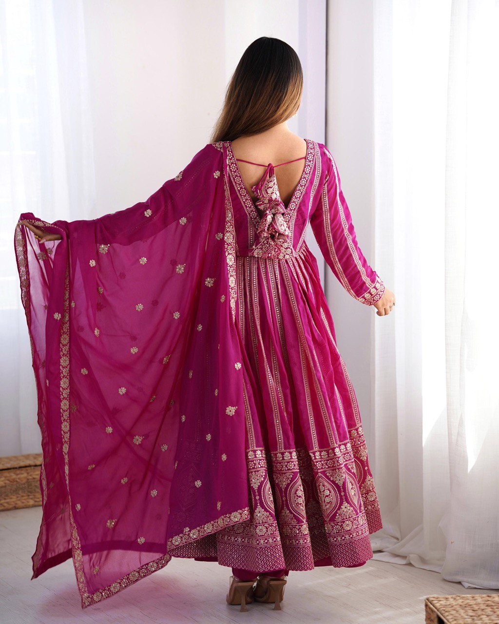Pink Georgette Anarkali Salwar Suit