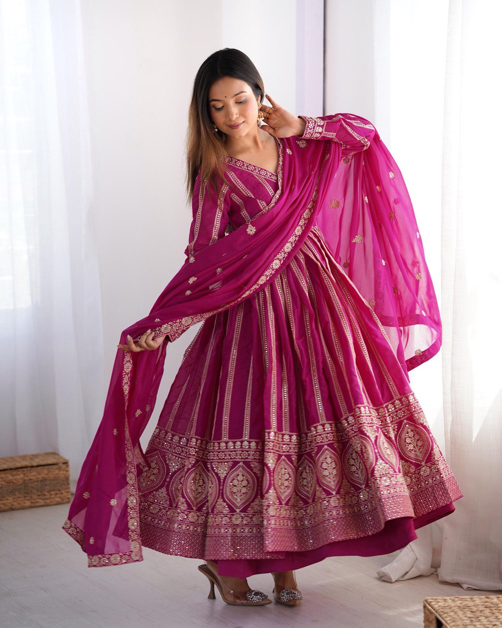 Pink Georgette Anarkali Salwar Suit