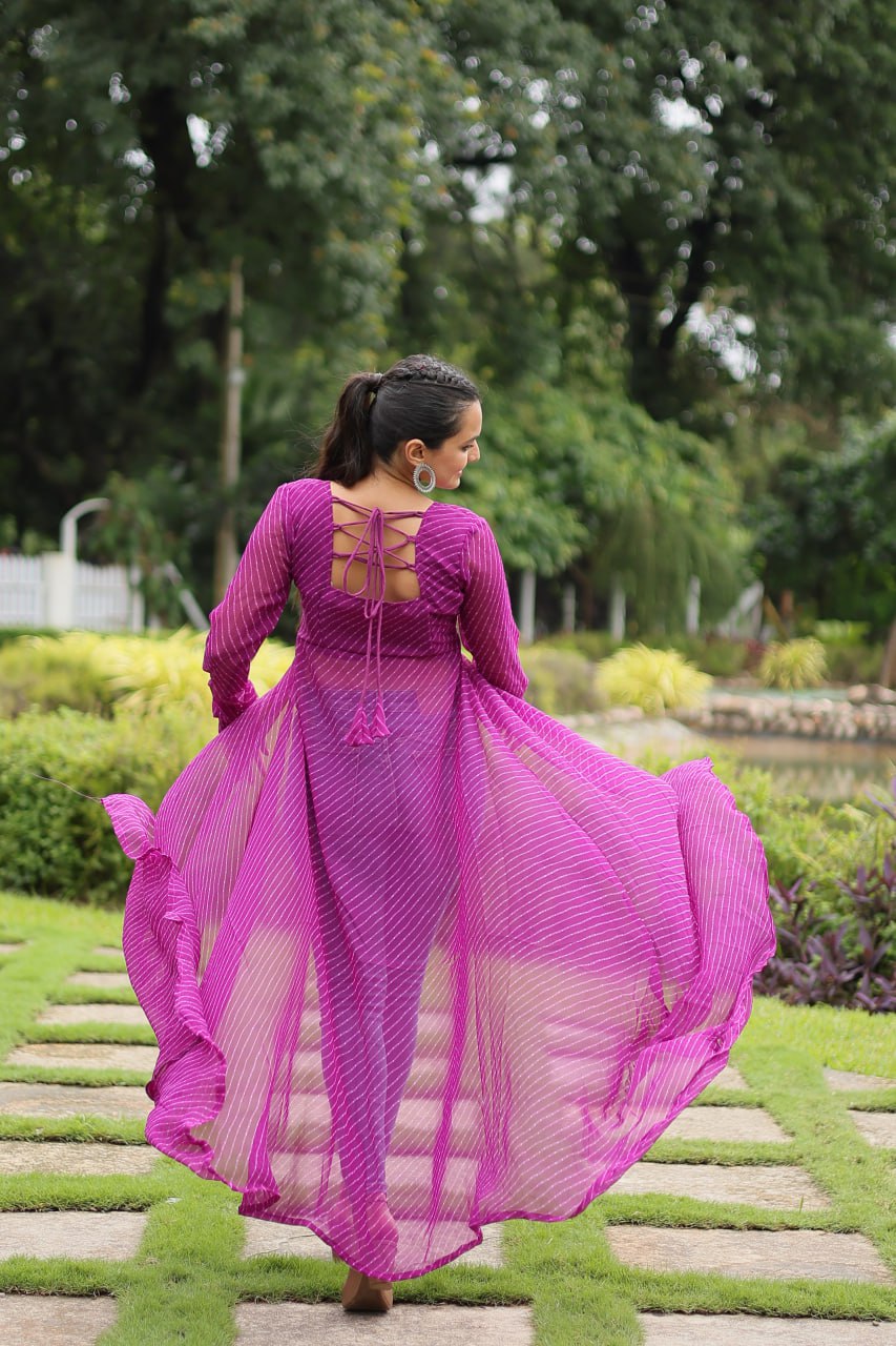 Purple Indo-Fusion Style With This Faux Georgette Jacket-Style Kurti