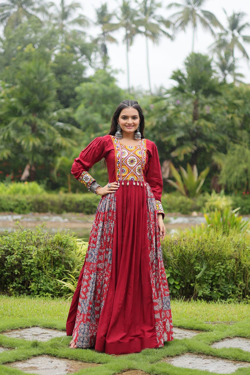 Maroon Navratri Dress For Ladies