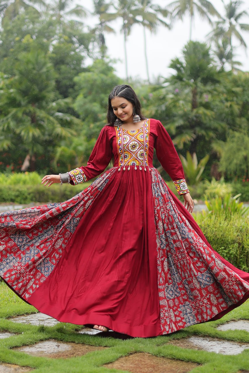Maroon Navratri Dress For Ladies