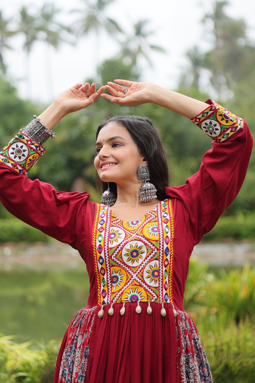 Maroon Navratri Dress For Ladies