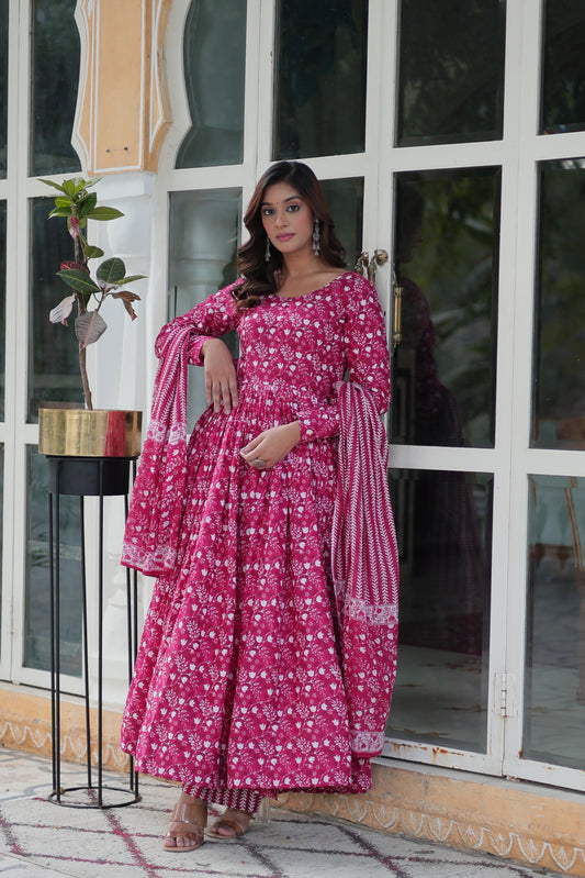 pink cotton kurta with dupatta