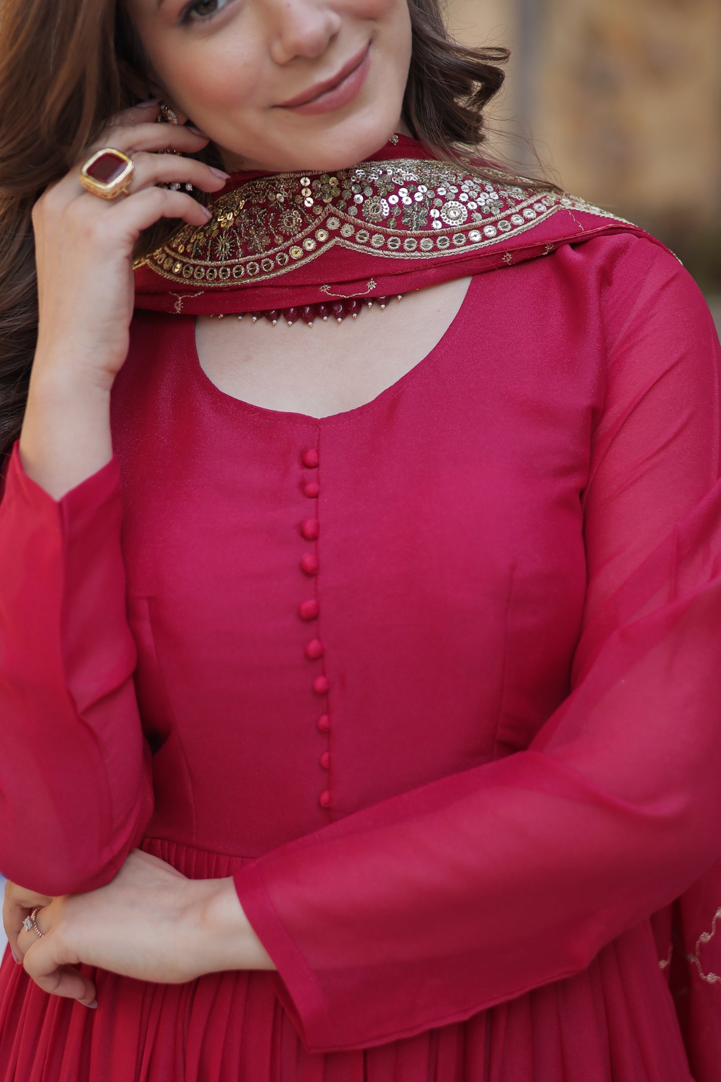pink gown