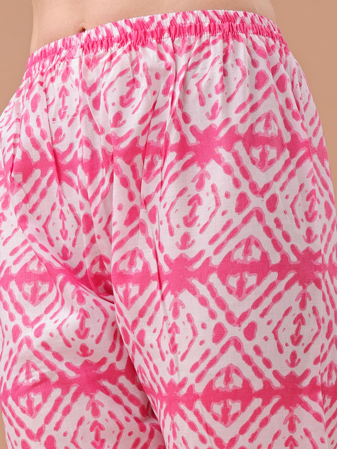 pink printed kurta set