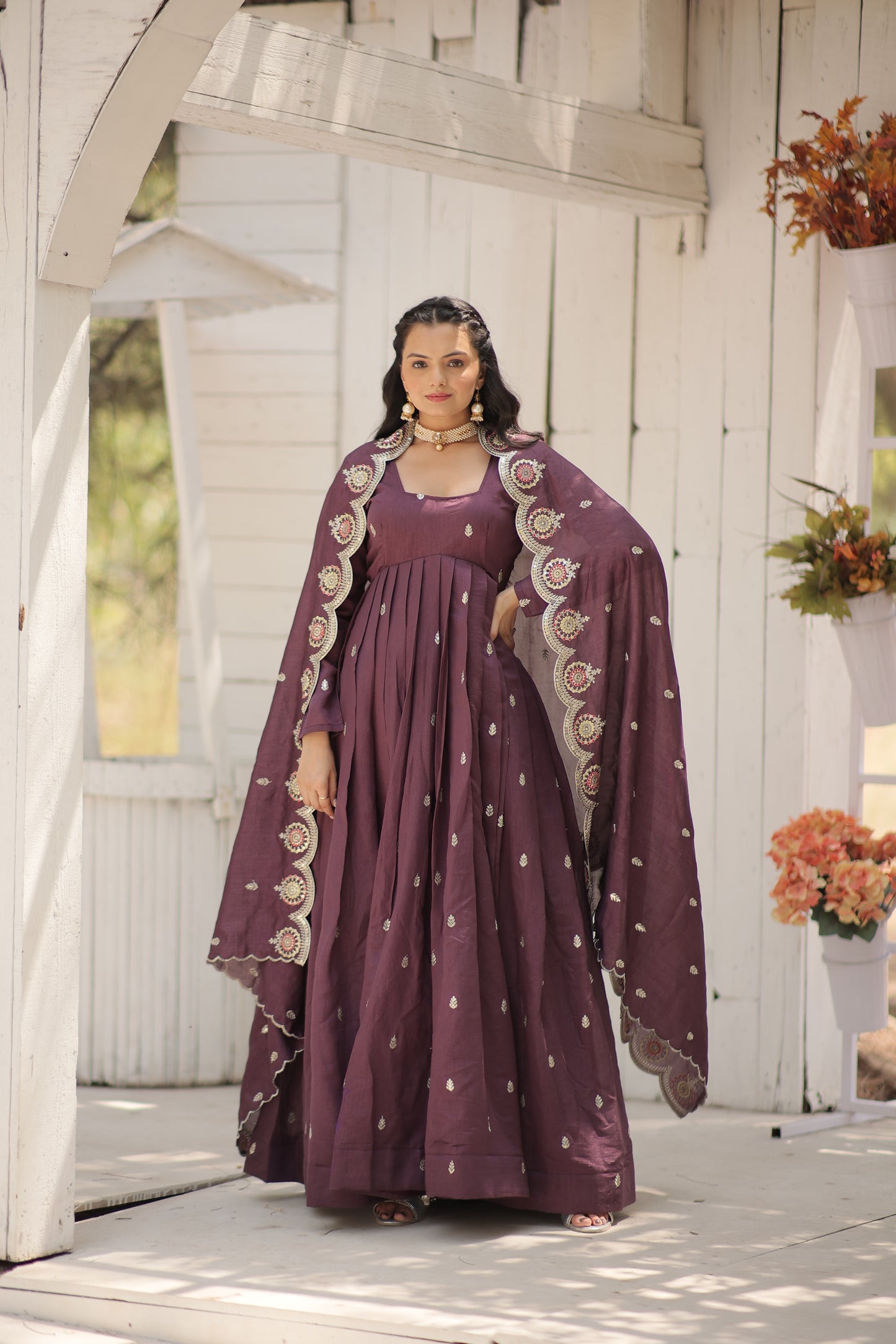 pink silk gown with dupatta main