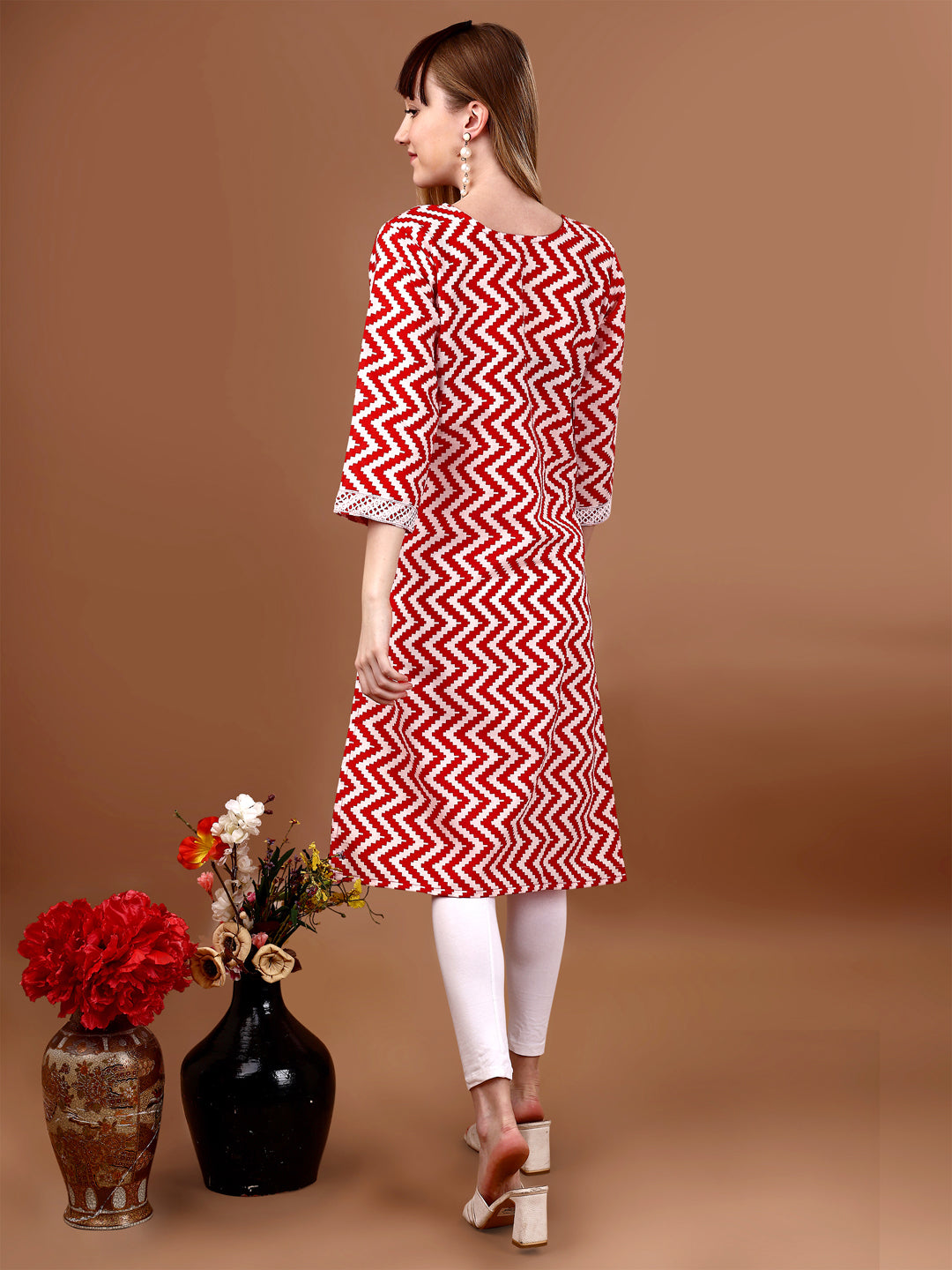 red and white kurti 4